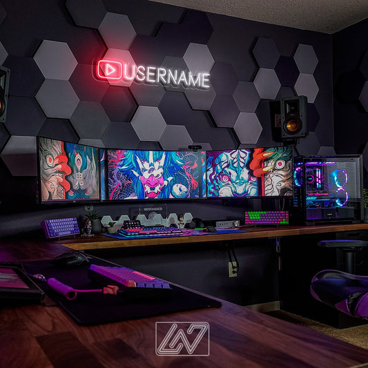 Custom YouTube Username - LED Neon Sign, YouTube Neon Light, Gamer Gifts, Cybersport Gamer Room Decor, Gift for Gamers, YouTube Channel