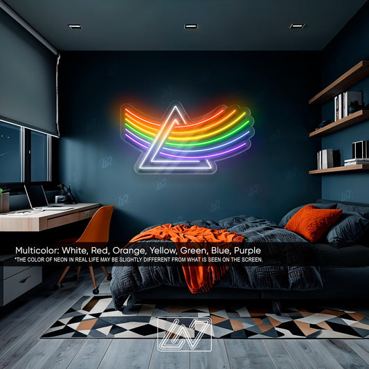 LGBT Rainbow Prism Neon Sign, Colorful LED Wall Light, Pink Floyd Inspired Decor, Gay Pride Room Sign, Vibrant Aesthetic Neon Art