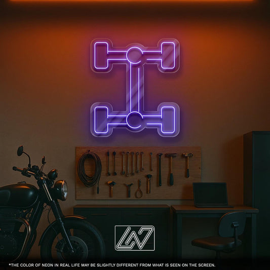 Car Suspension LED Neon Sign – Decorative Wall Light for Garage, Workshop or Auto Zone, Great Gift for Car Tuners and Mechanics