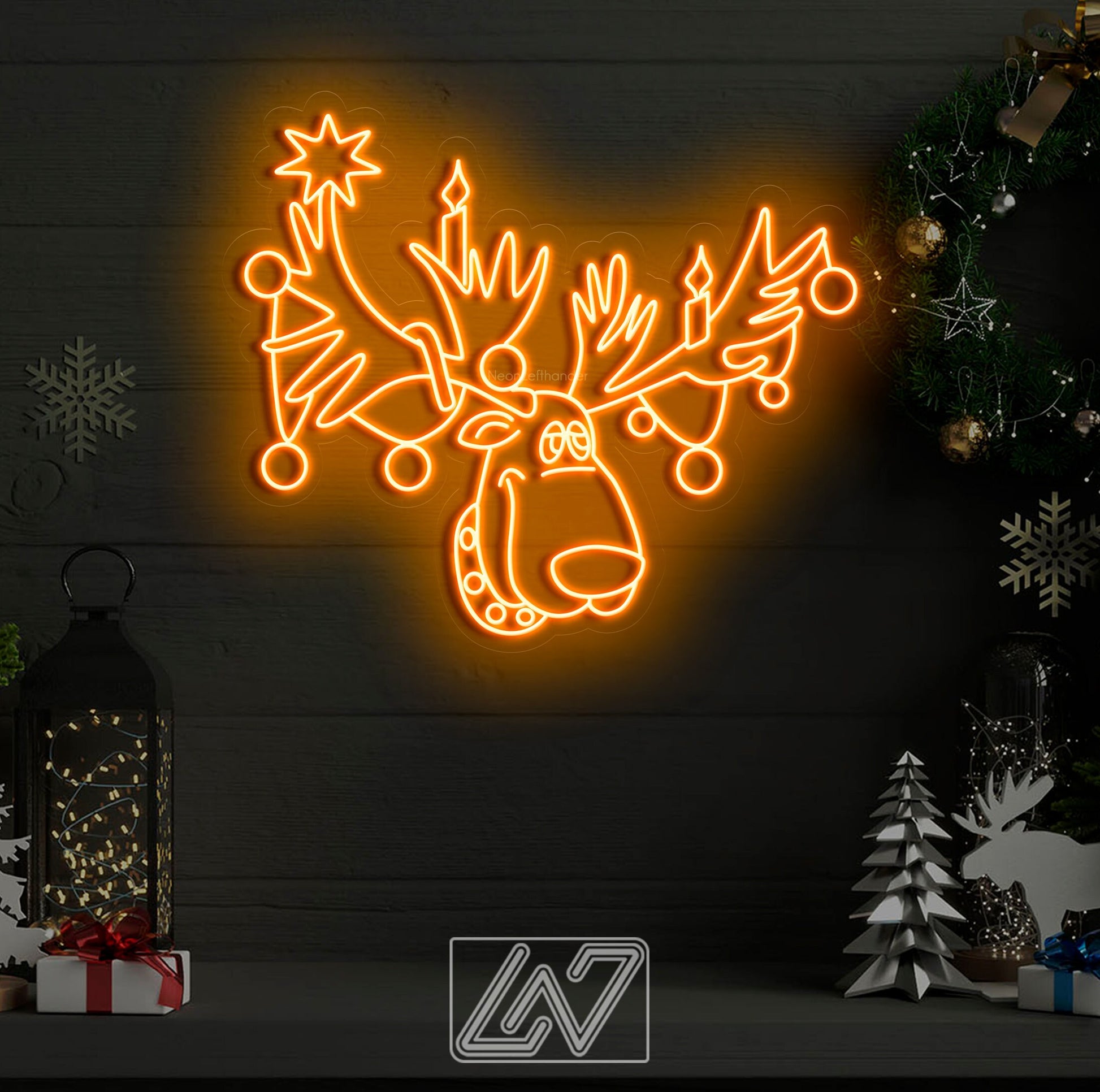 Rudolph the Red-Nosed Reindeer - LED Neon Sign, Merry Christmas Neon Sign, New Year Neon Sign, Christmas Gift, Christmas Decoration Room