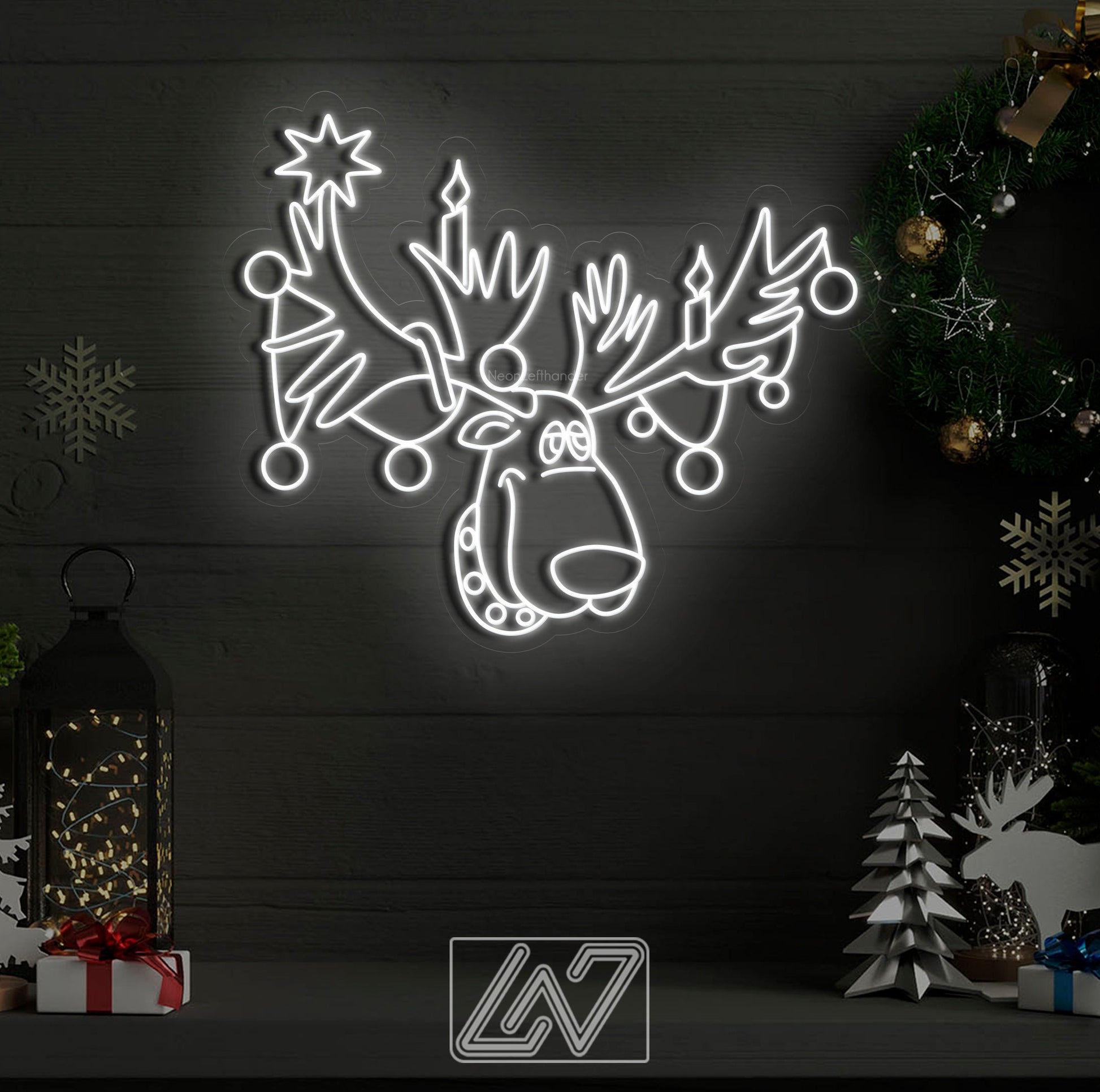 Rudolph the Red-Nosed Reindeer - LED Neon Sign, Merry Christmas Neon Sign, New Year Neon Sign, Christmas Gift, Christmas Decoration Room