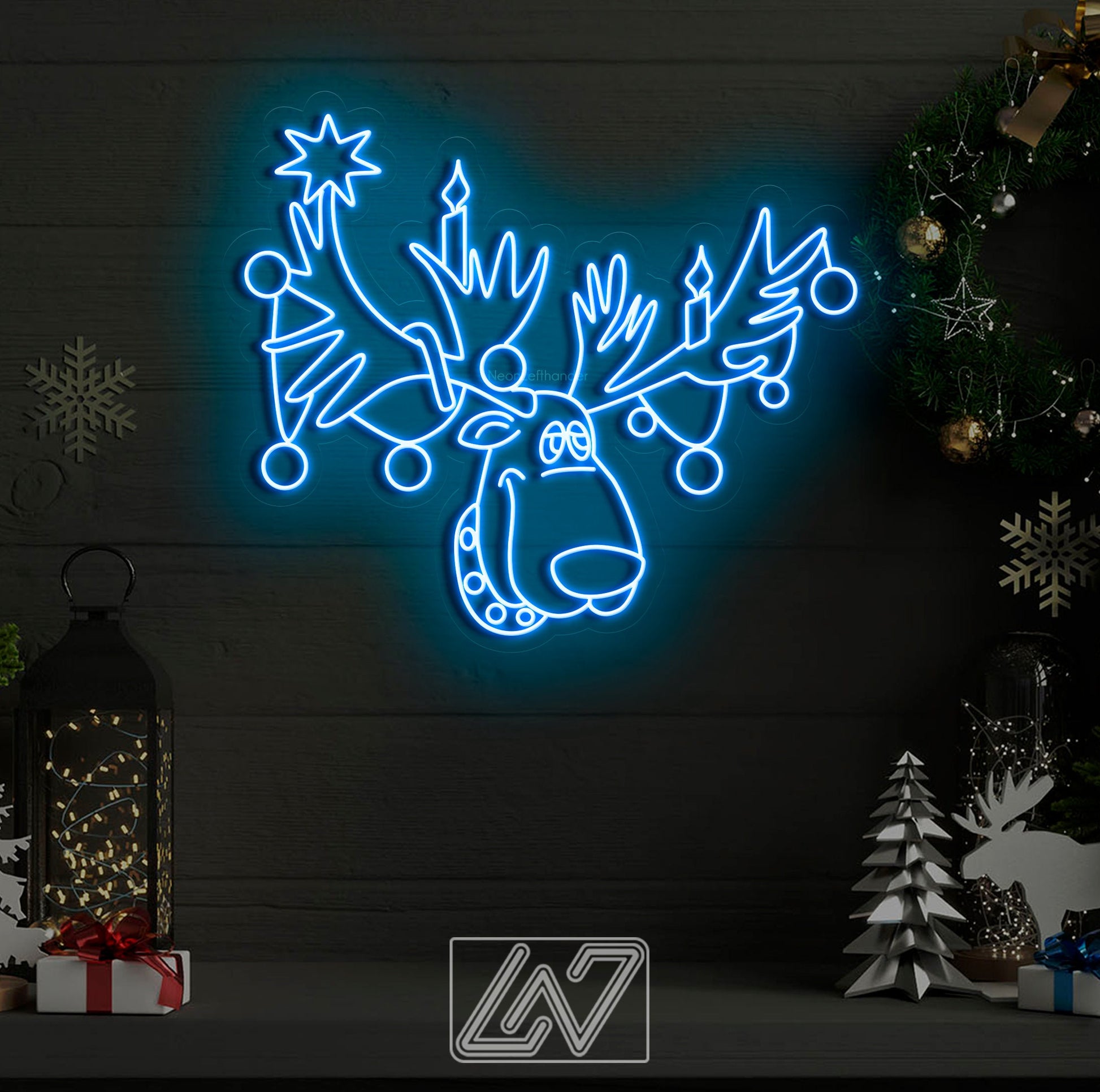 Rudolph the Red-Nosed Reindeer - LED Neon Sign, Merry Christmas Neon Sign, New Year Neon Sign, Christmas Gift, Christmas Decoration Room
