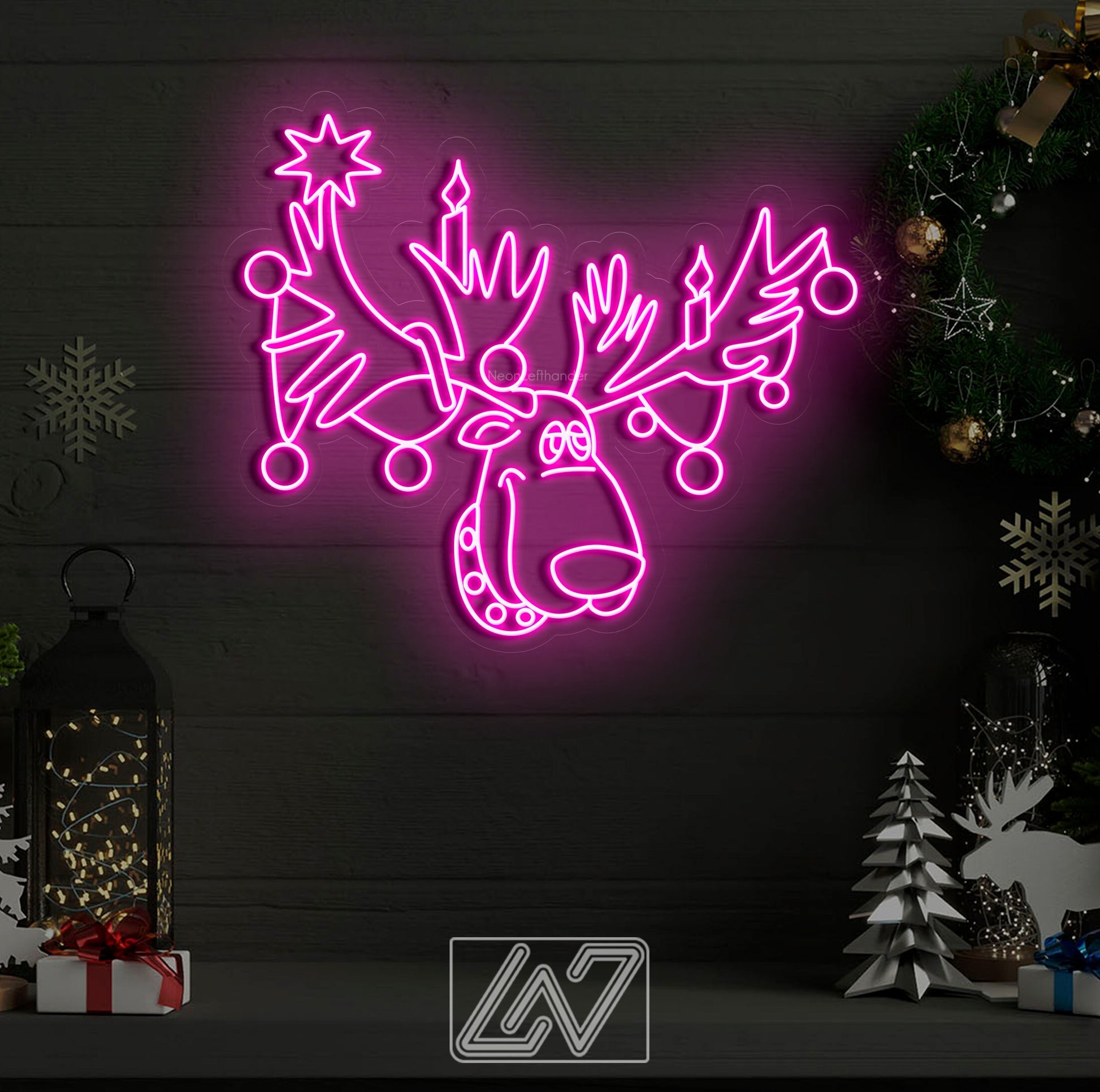 Rudolph the Red-Nosed Reindeer - LED Neon Sign, Merry Christmas Neon Sign, New Year Neon Sign, Christmas Gift, Christmas Decoration Room