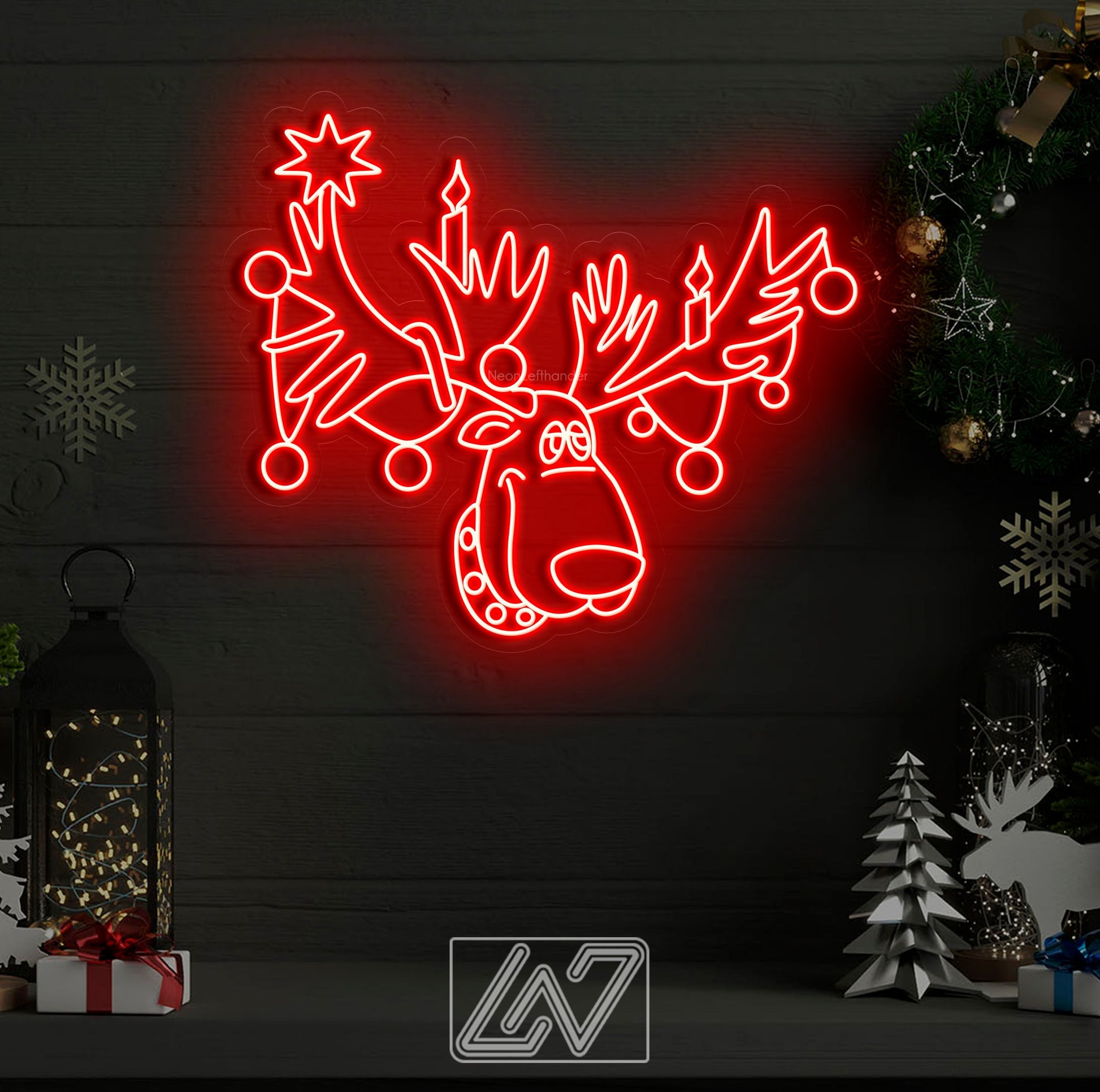 Rudolph the Red-Nosed Reindeer - LED Neon Sign, Merry Christmas Neon Sign, New Year Neon Sign, Christmas Gift, Christmas Decoration Room