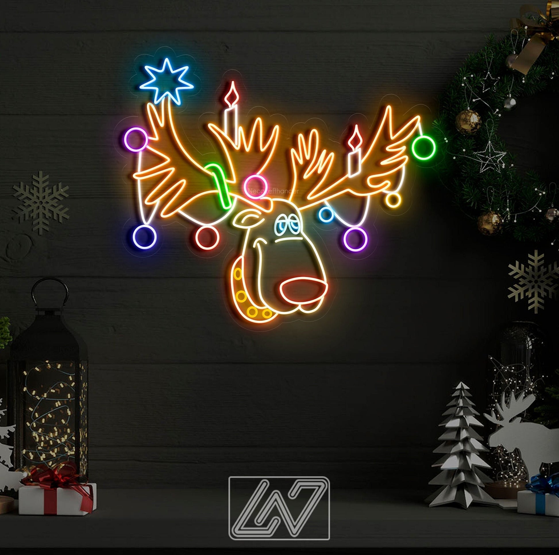 Rudolph the Red-Nosed Reindeer - LED Neon Sign, Merry Christmas Neon Sign, New Year Neon Sign, Christmas Gift, Christmas Decoration Room