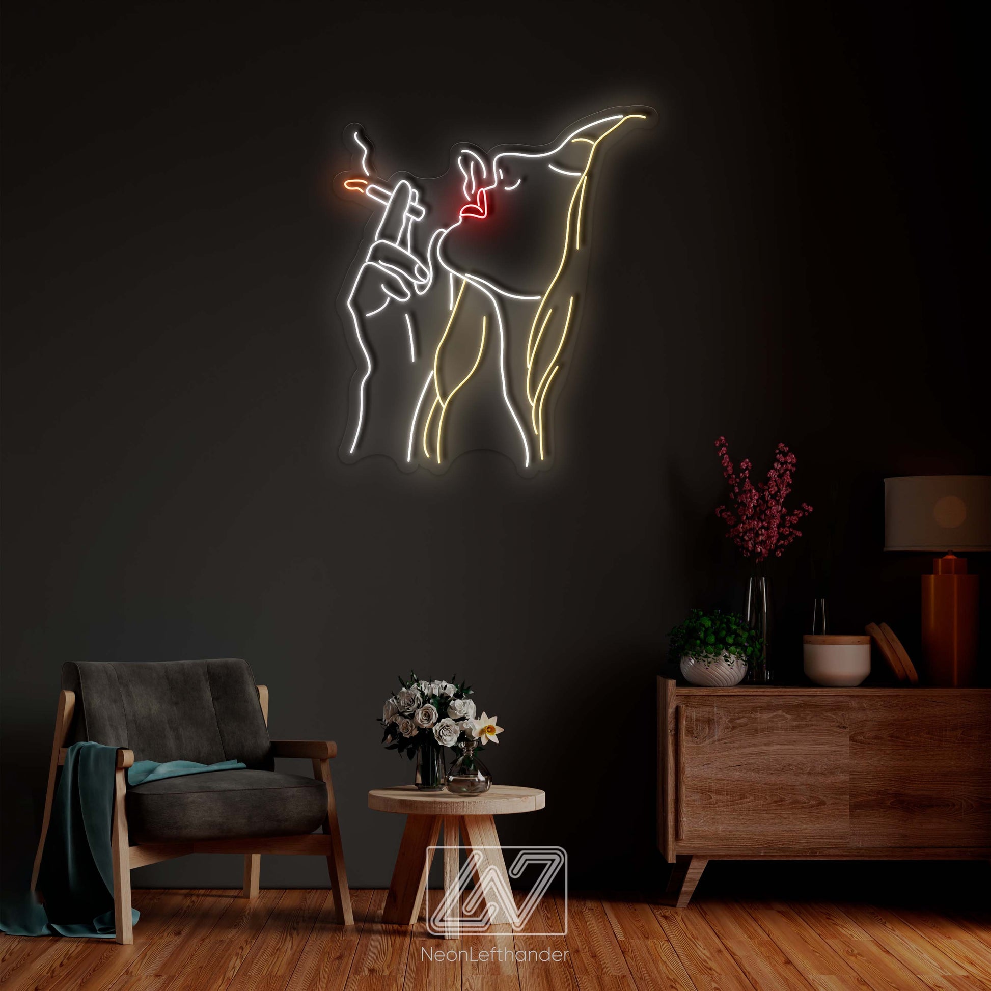 Smoking Girl - LED Neon Sign, Custom Sexy Woman, Smoking Girl Led Signs, Smoking Girl Neon Signs, Woman With a Cigarette