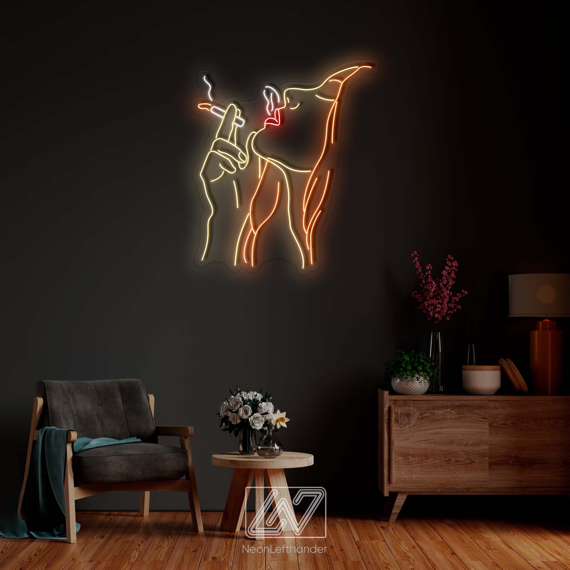 Smoking Girl - LED Neon Sign, Custom Sexy Woman, Smoking Girl Led Signs, Smoking Girl Neon Signs, Woman With a Cigarette