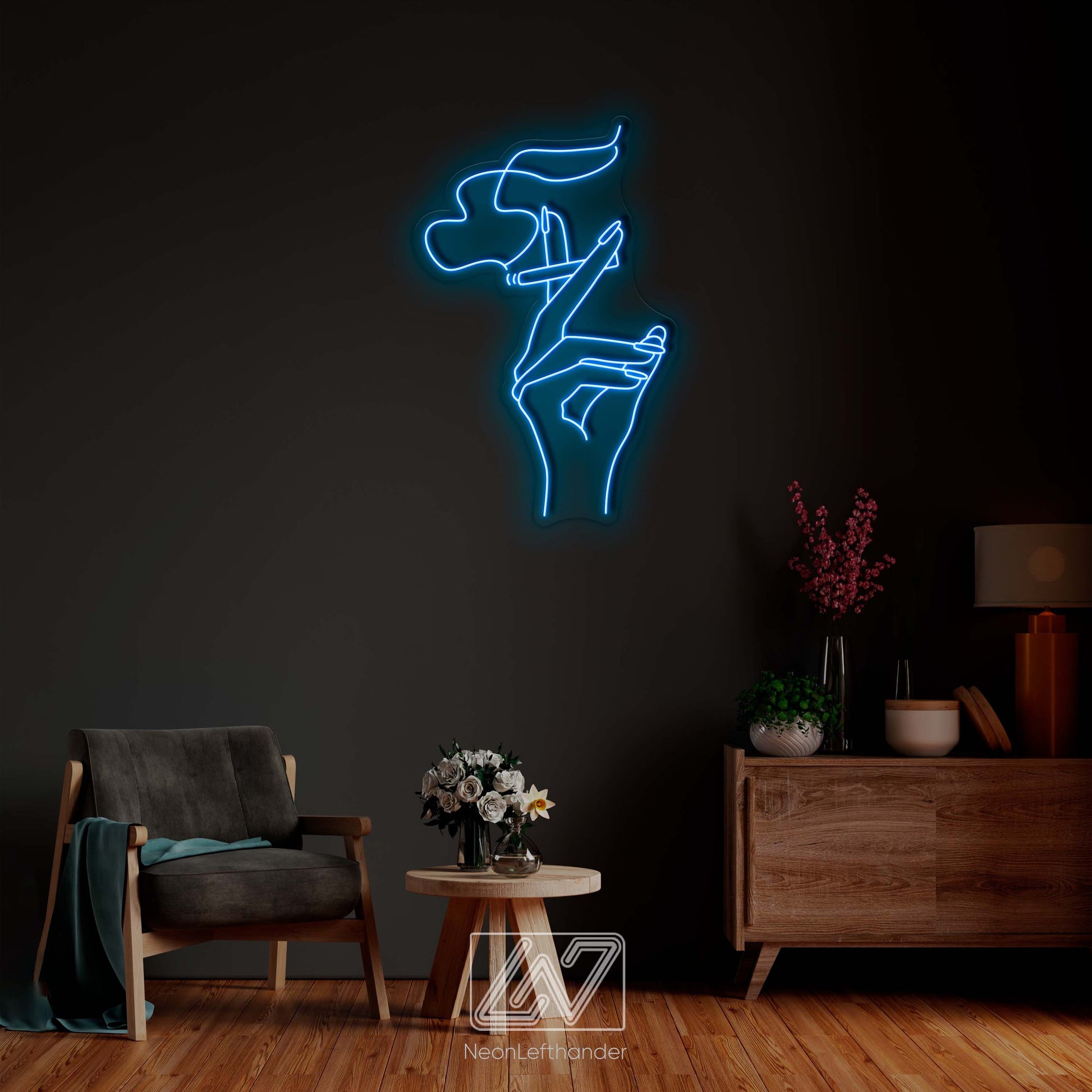 Hand With a Cigarette - LED Neon Sign, Smoking Girl Led Signs, Smoking Girl Neon Signs, Woman With a Cigarette, Nails Neon Sign