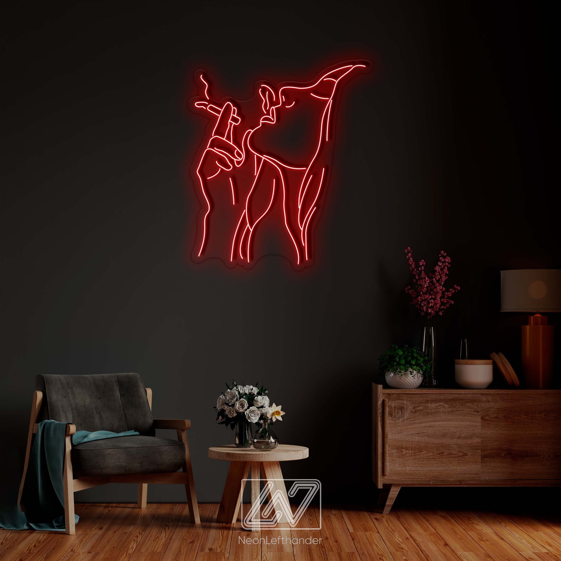 Smoking Girl - LED Neon Sign, Custom Sexy Woman, Smoking Girl Led Signs, Smoking Girl Neon Signs, Woman With a Cigarette