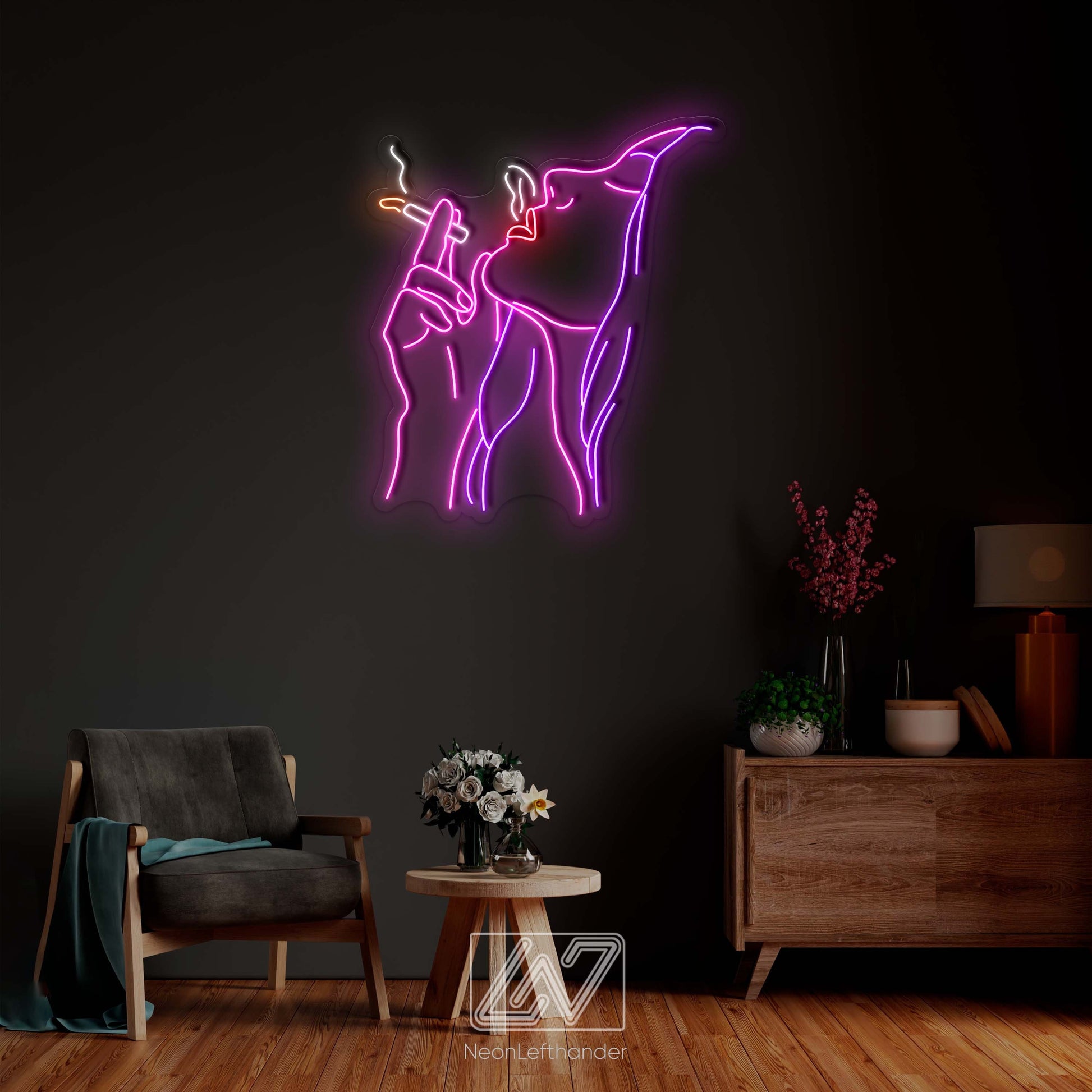 Smoking Girl - LED Neon Sign, Custom Sexy Woman, Smoking Girl Led Signs, Smoking Girl Neon Signs, Woman With a Cigarette