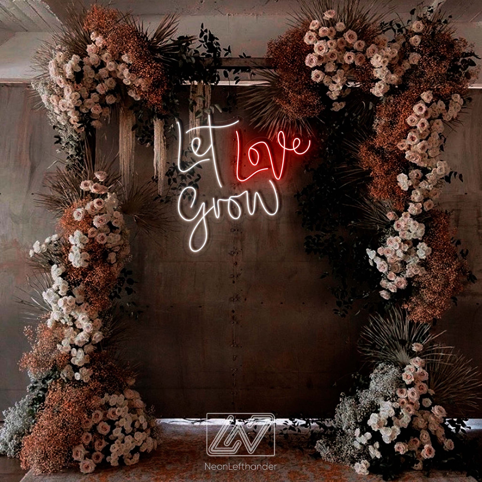 Let Love Grow - LED Neon Sign, Wedding Neon Sign, Event Decor, Photo Zone, Party Decor, Custom Neon Sign, Wedding Ceremony,Bar Led Neon Sign