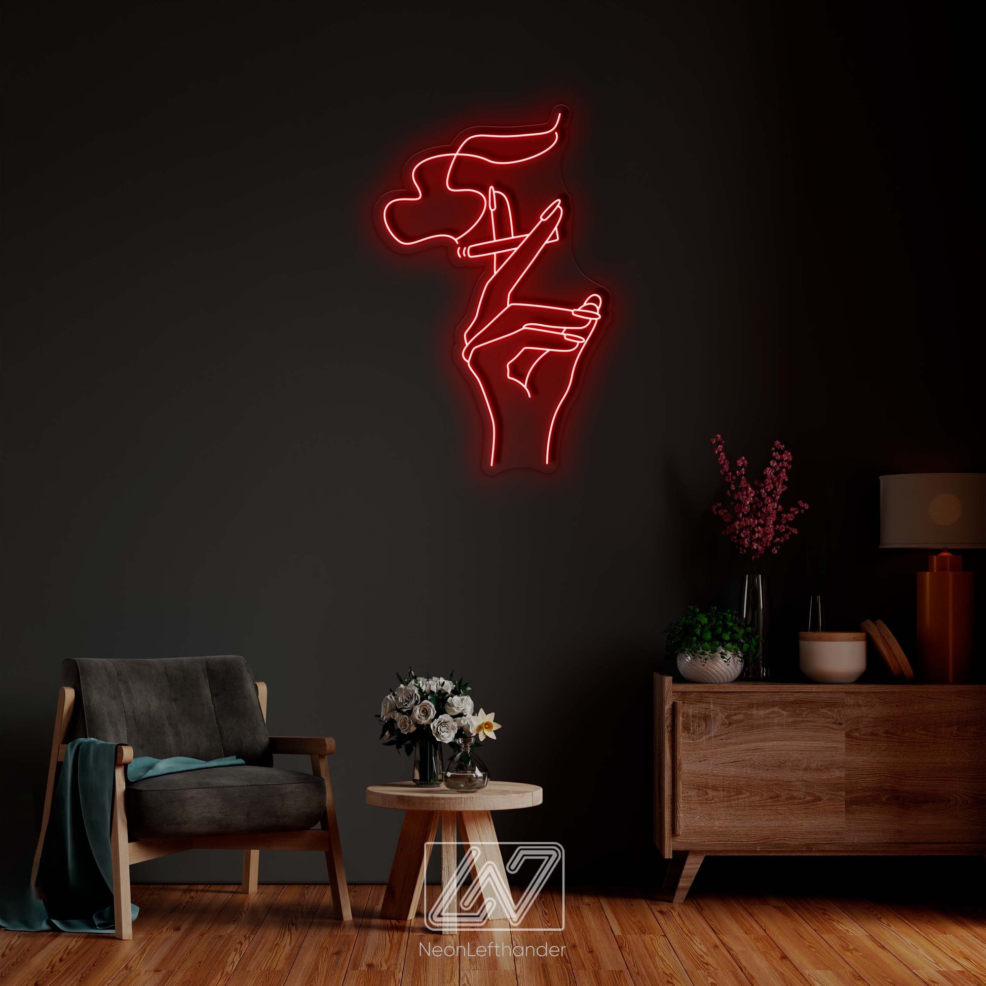 Hand With a Cigarette - LED Neon Sign, Smoking Girl Led Signs, Smoking Girl Neon Signs, Woman With a Cigarette, Nails Neon Sign