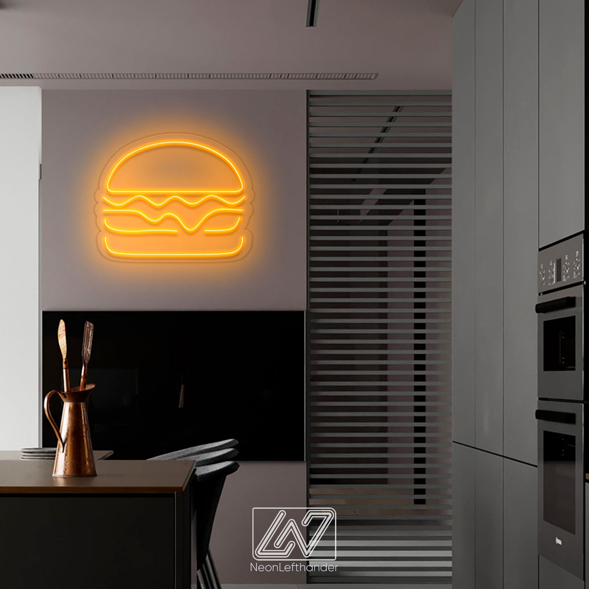 Burger - LED Neon Sign, Custom Food Neon Sign, Fast Food Shop LED Sign, Hamburger Shop Art, Fast Food Shop Wall Decor