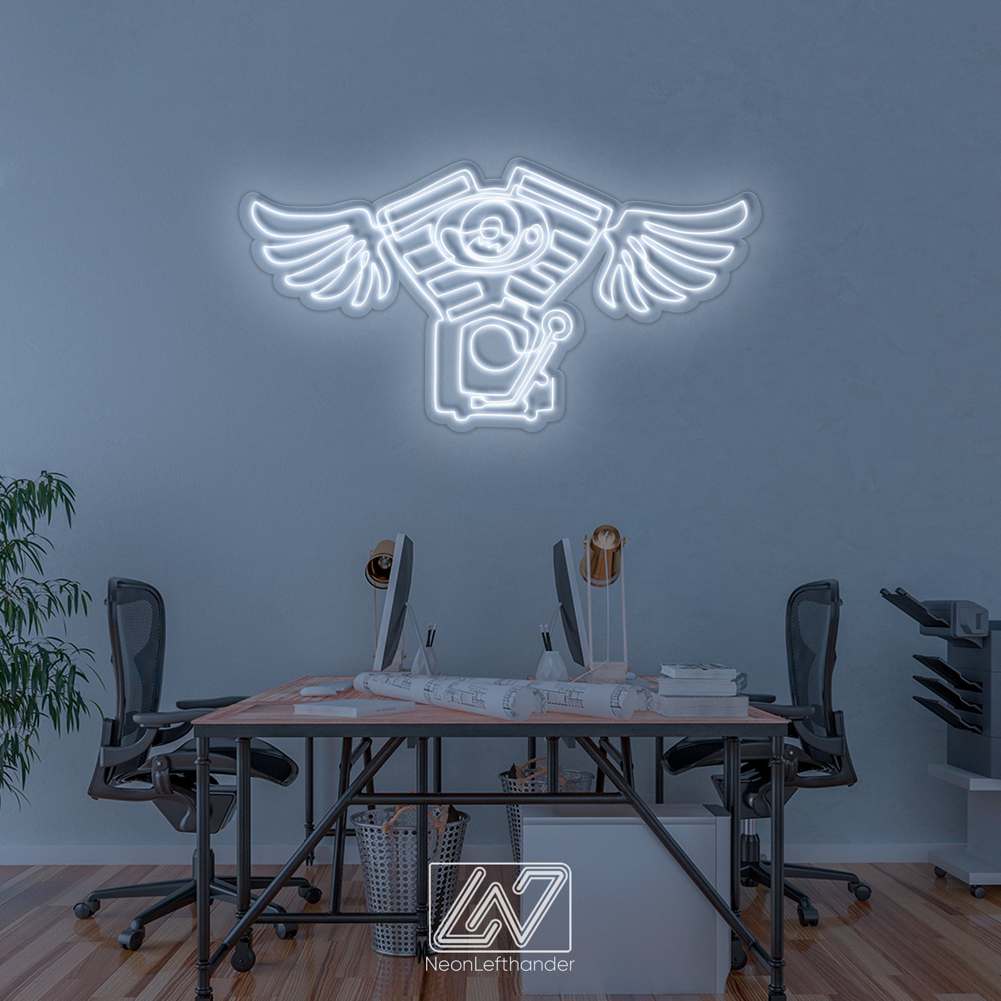 Motorcycle Engine - LED Neon Sign, Motorbike LED Light, Motorsport Neon Light, Garage Wall Decor