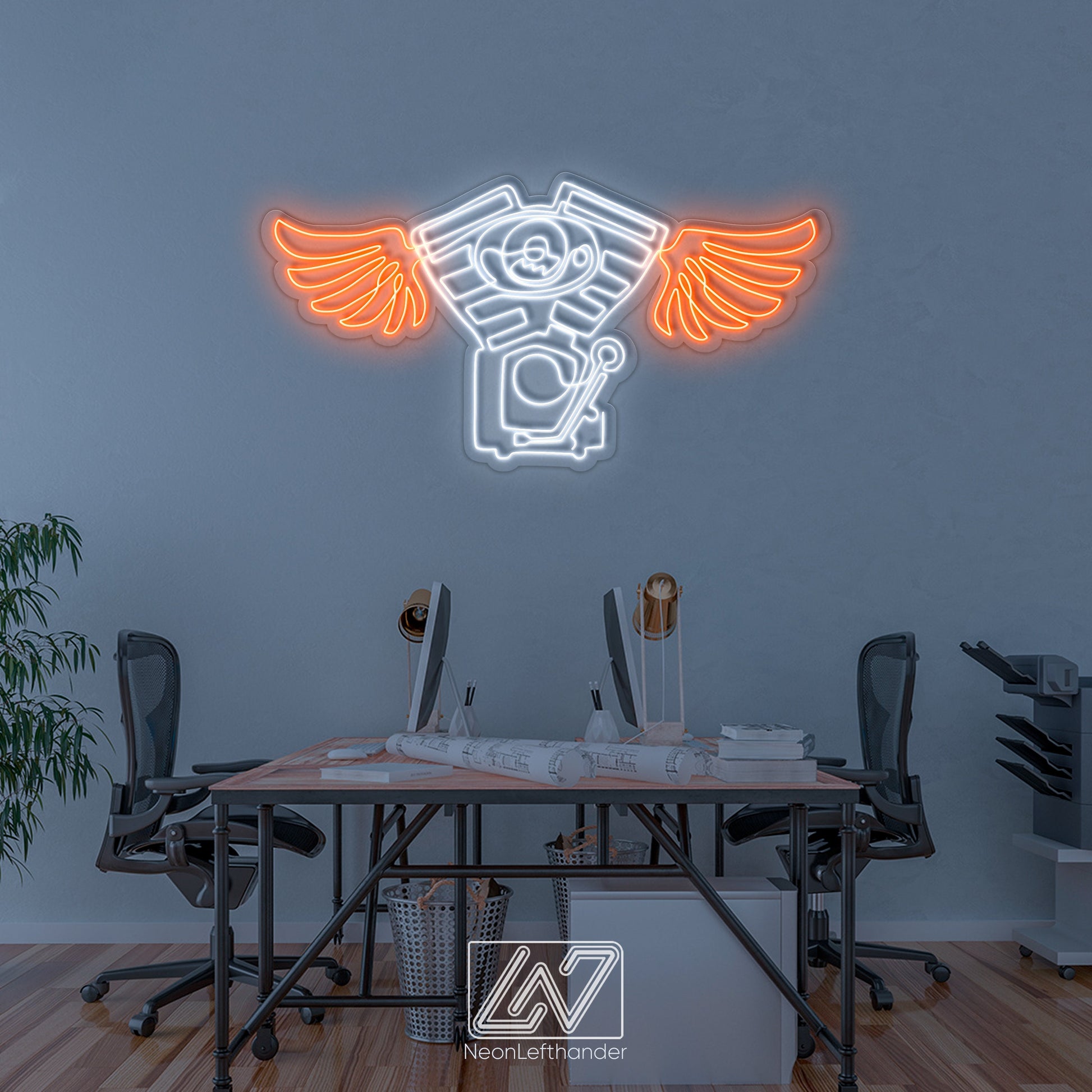 Motorcycle Engine - LED Neon Sign, Motorbike LED Light, Motorsport Neon Light, Garage Wall Decor