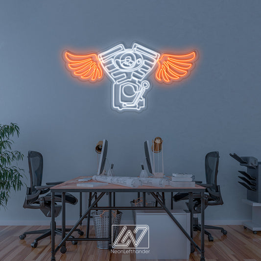 Motorcycle Engine - LED Neon Sign, Motorbike LED Light, Motorsport Neon Light, Garage Wall Decor