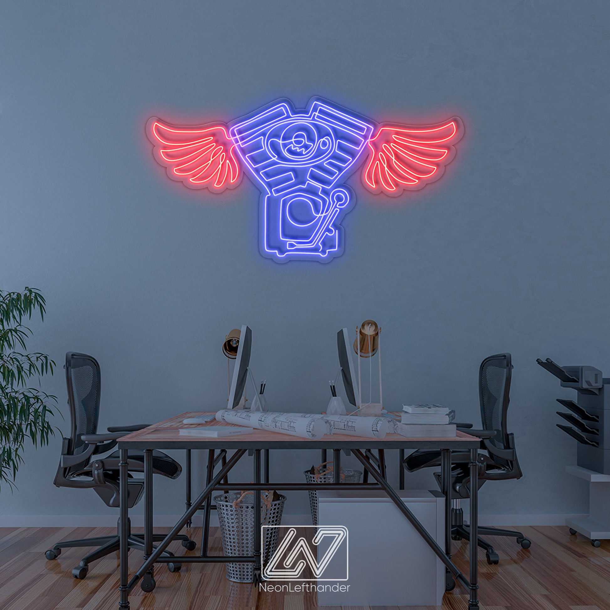 Motorcycle Engine - LED Neon Sign, Motorbike LED Light, Motorsport Neon Light, Garage Wall Decor