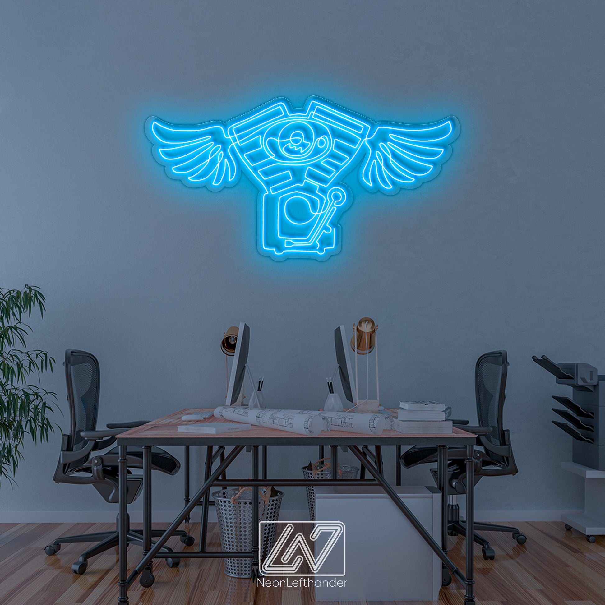 Motorcycle Engine - LED Neon Sign, Motorbike LED Light, Motorsport Neon Light, Garage Wall Decor