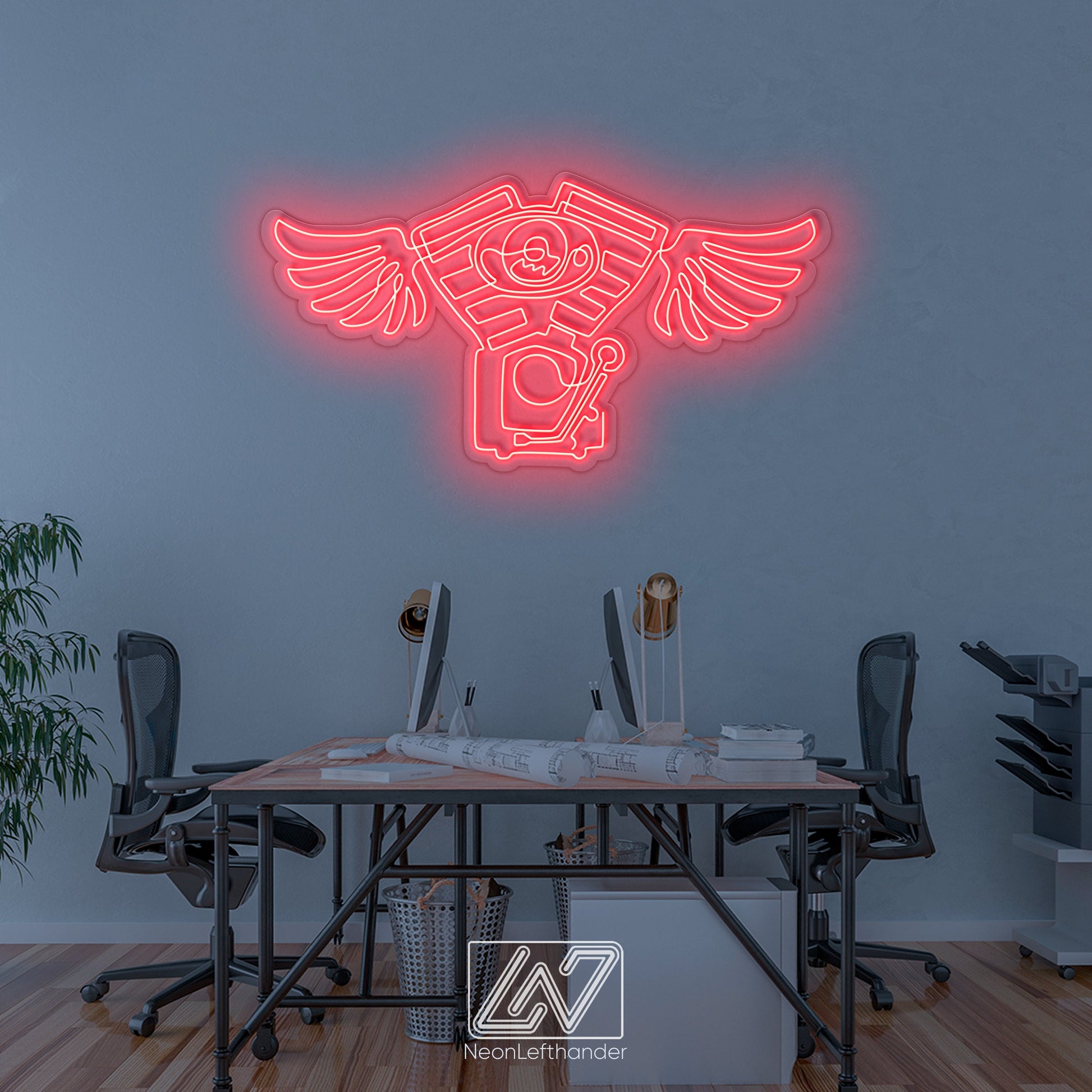 Motorcycle Engine - LED Neon Sign, Motorbike LED Light, Motorsport Neon Light, Garage Wall Decor