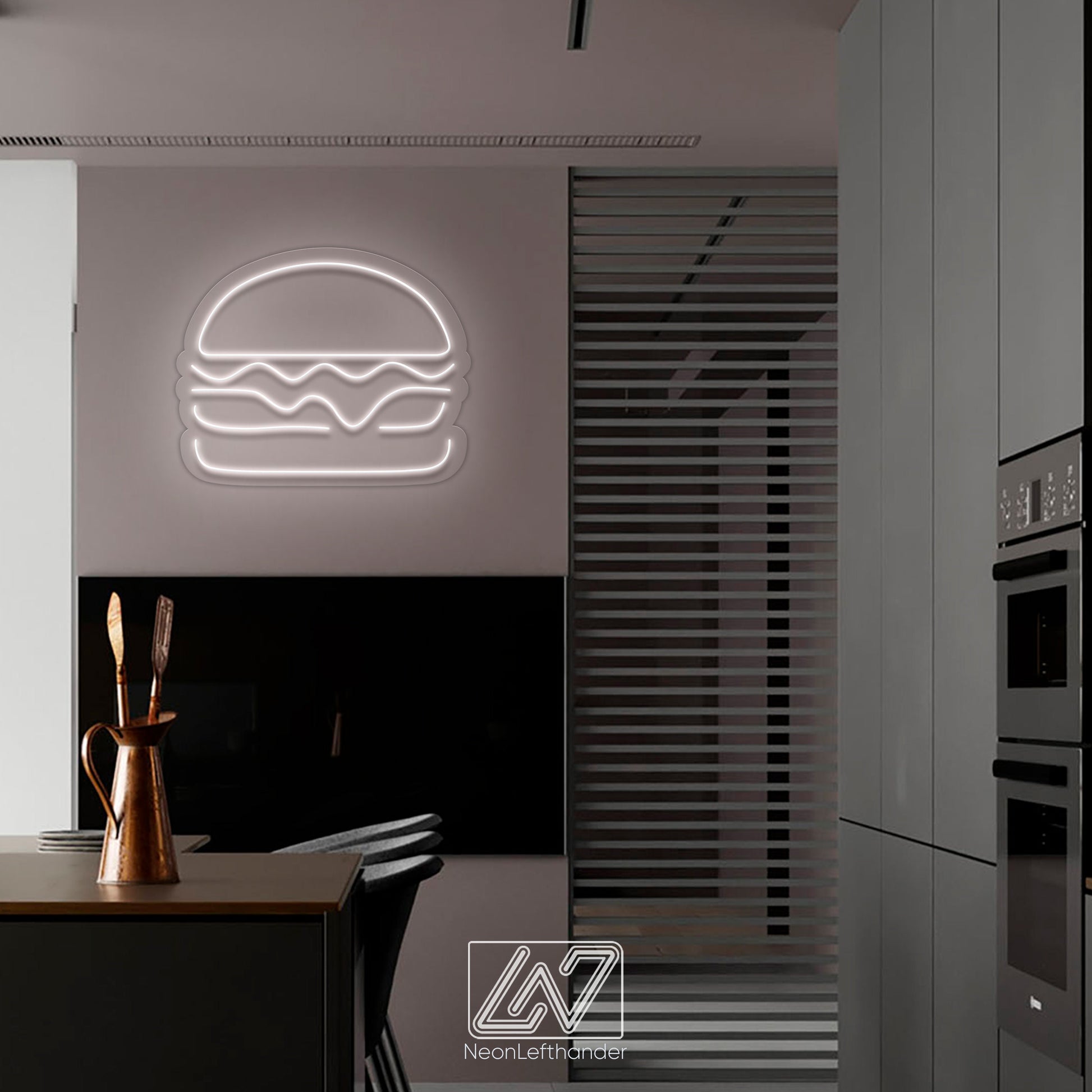 Burger - LED Neon Sign, Custom Food Neon Sign, Fast Food Shop LED Sign, Hamburger Shop Art, Fast Food Shop Wall Decor