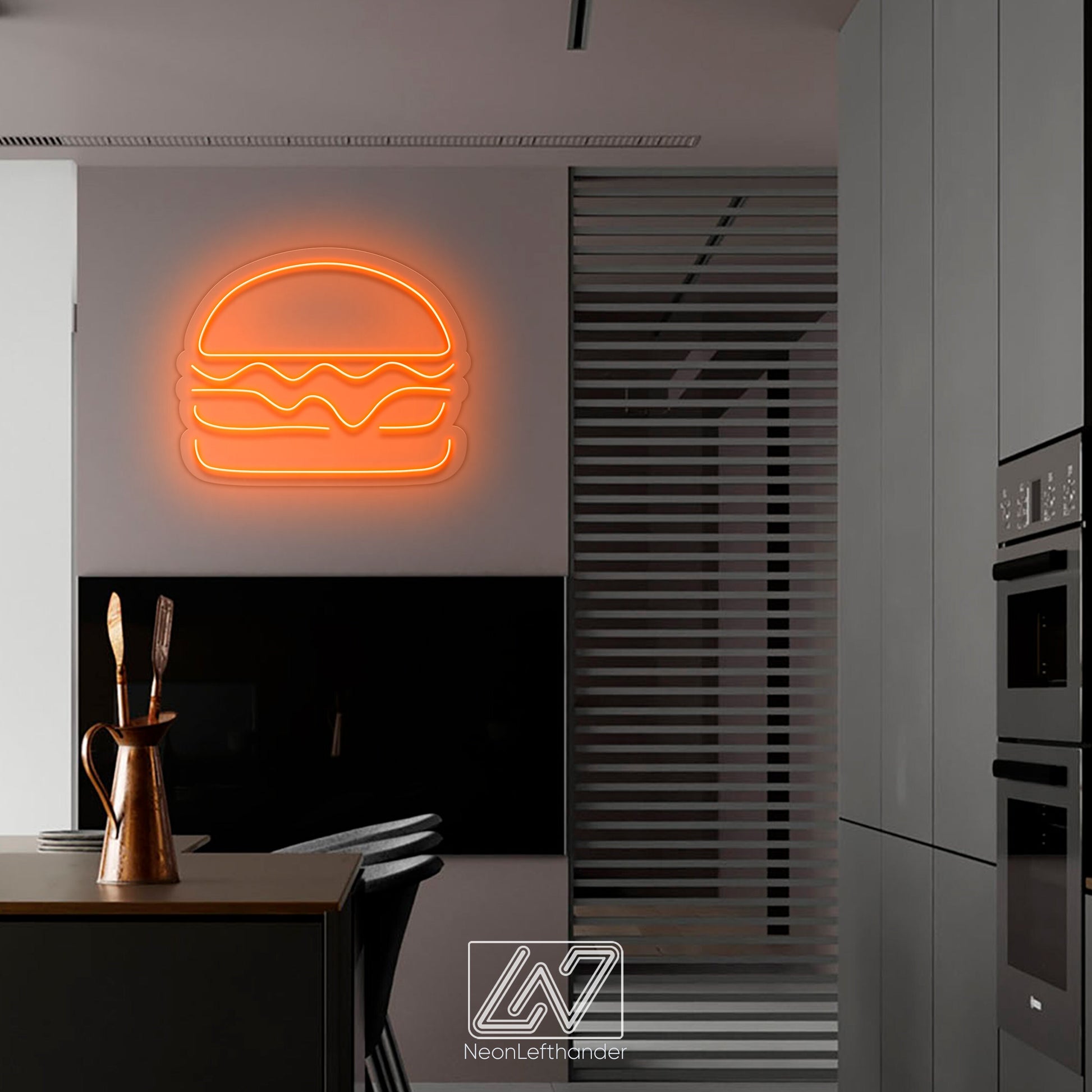 Burger - LED Neon Sign, Custom Food Neon Sign, Fast Food Shop LED Sign, Hamburger Shop Art, Fast Food Shop Wall Decor