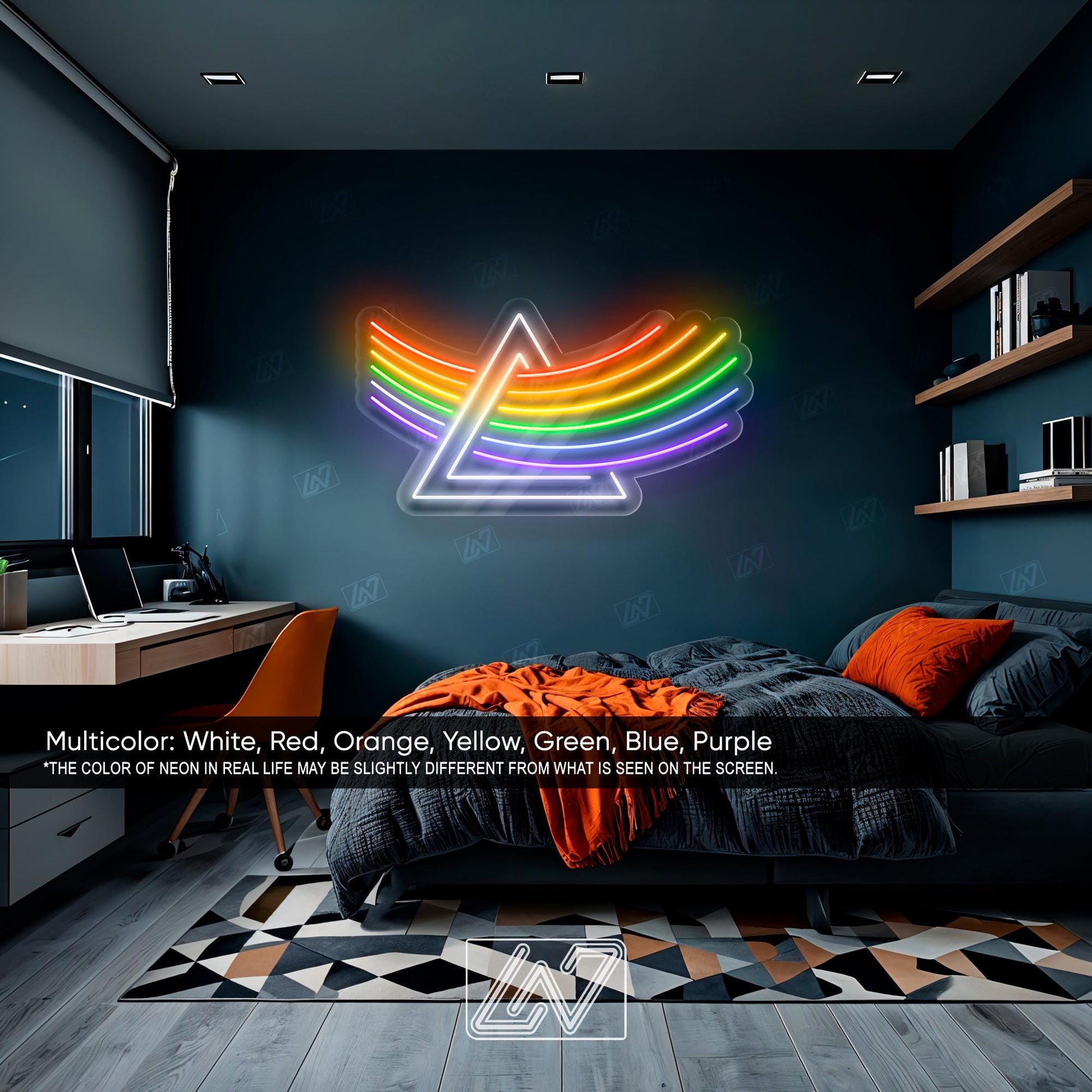 LGBT Rainbow Prism Neon Sign, Colorful LED Wall Light, Pink Floyd Inspired Decor, Gay Pride Room Sign, Vibrant Aesthetic Neon Art