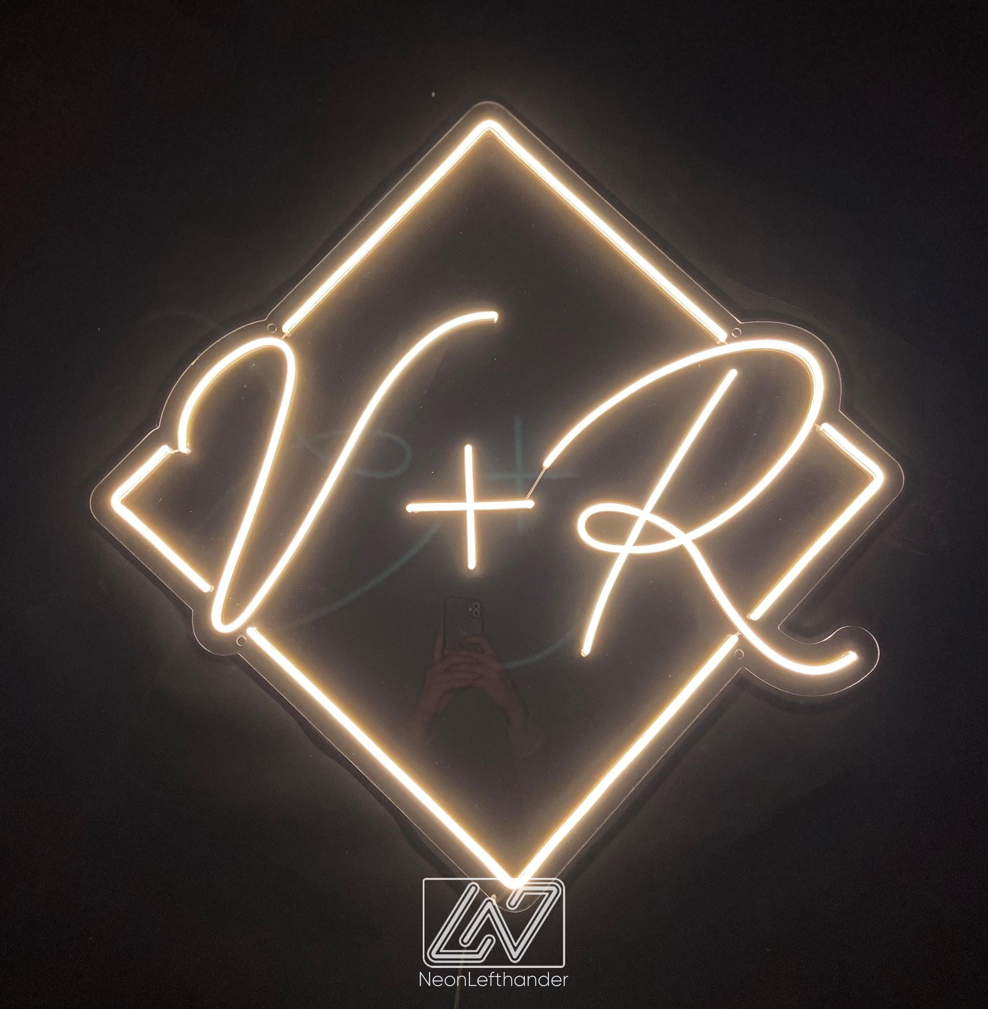 Custom Rhombus Initials Neon Sign, Wedding Neon Sign, Wedding Decor, Custom Neon Sign, Wedding Ceremony, Circle Neon Sign, Bar Led Neon Sign