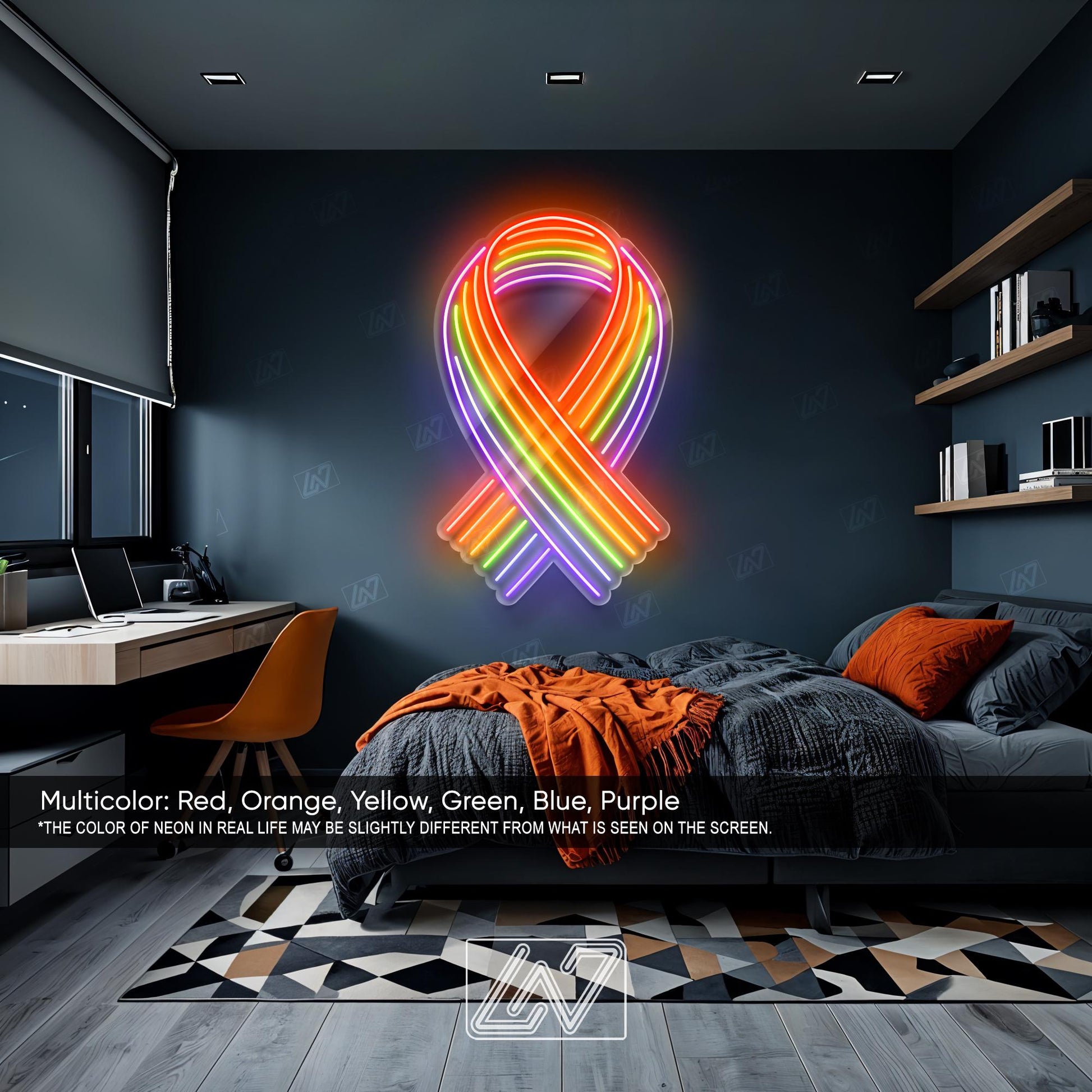 Rainbow Ribbon Neon Sign, LGBTQ Pride LED Light, Colorful Awareness Ribbon Wall Decor, Equality Symbol Neon Art, Pride Room Aesthetic