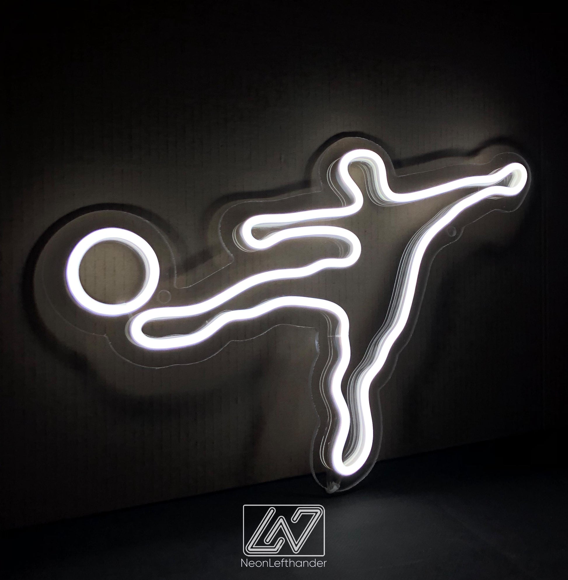 Soccer Player Led Neon Sign, Silhouette Wall Art , Minimalist Football Kick Decor for Boys Room, Sports Gym, Game Room or Man Cave
