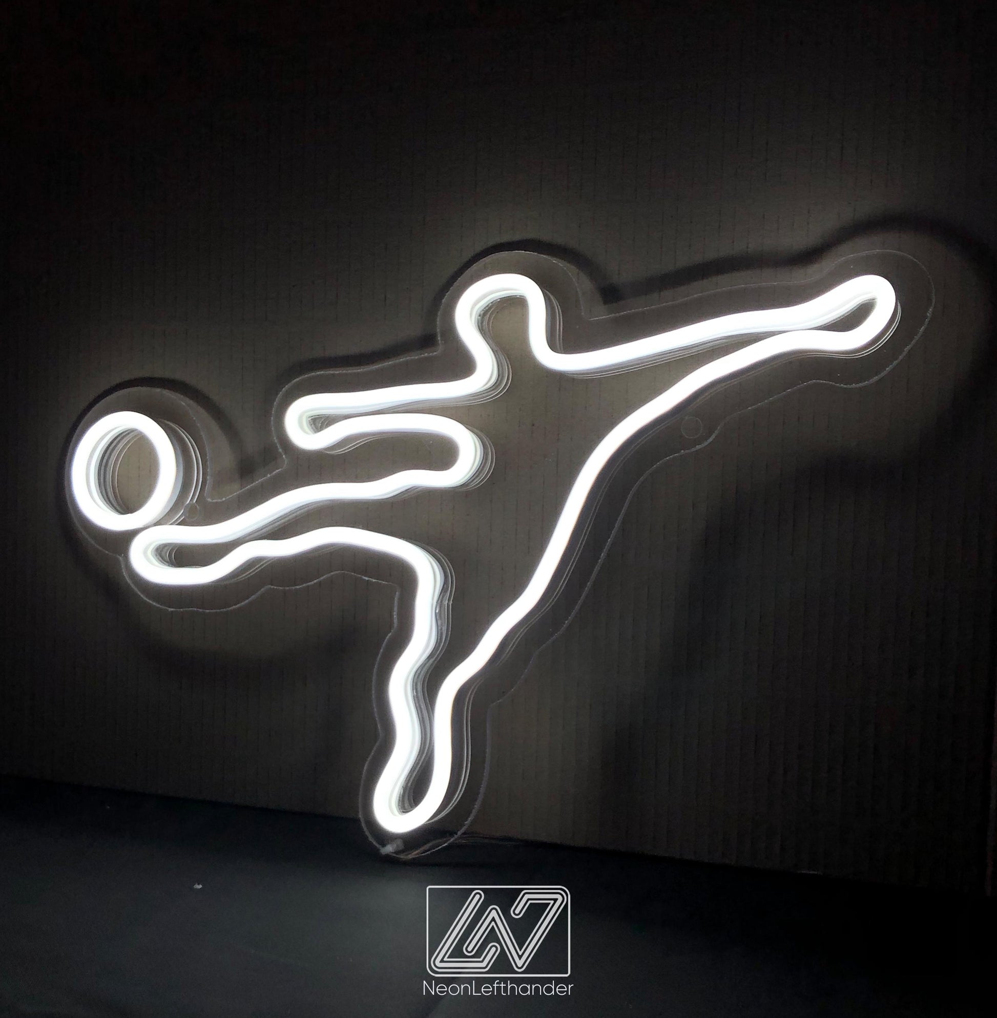 Soccer Player Led Neon Sign, Silhouette Wall Art , Minimalist Football Kick Decor for Boys Room, Sports Gym, Game Room or Man Cave