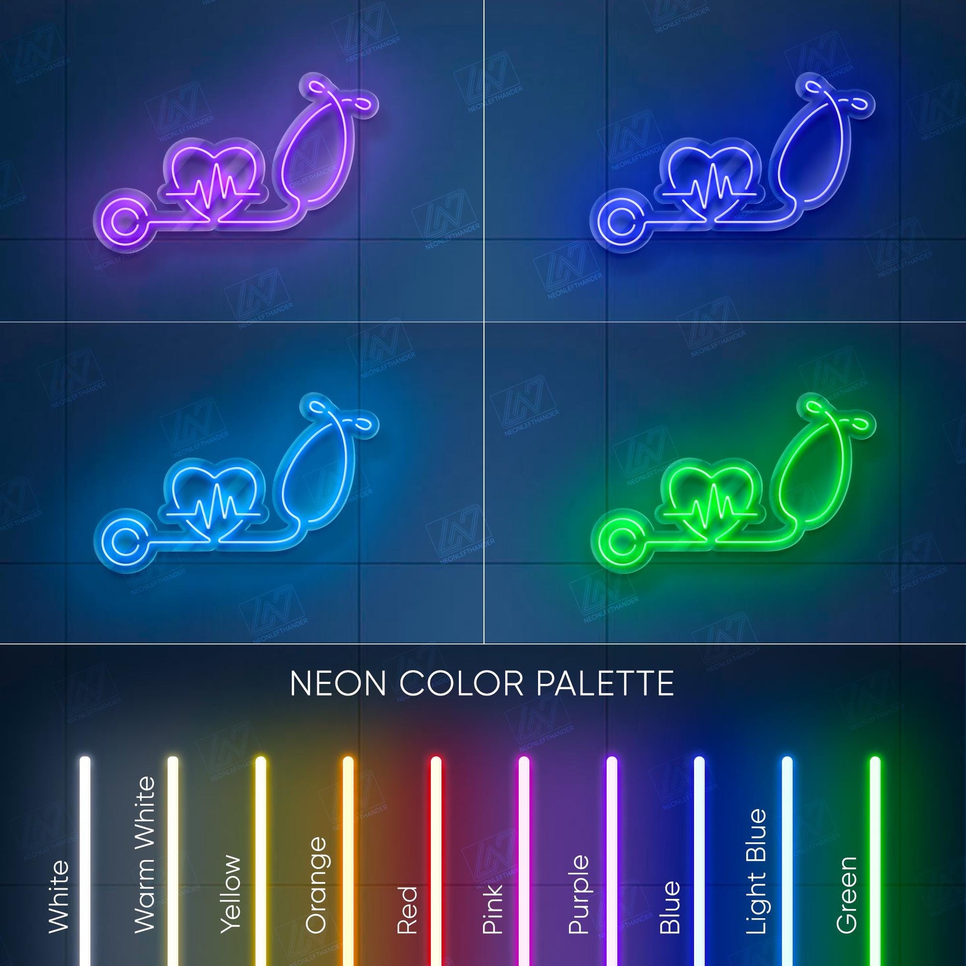 Stethoscope Heartbeat Neon Sign, LED Medical Wall Art for Nurse Doctor Office, Healthcare Clinic Decor, Heart and Pulse Neon Light