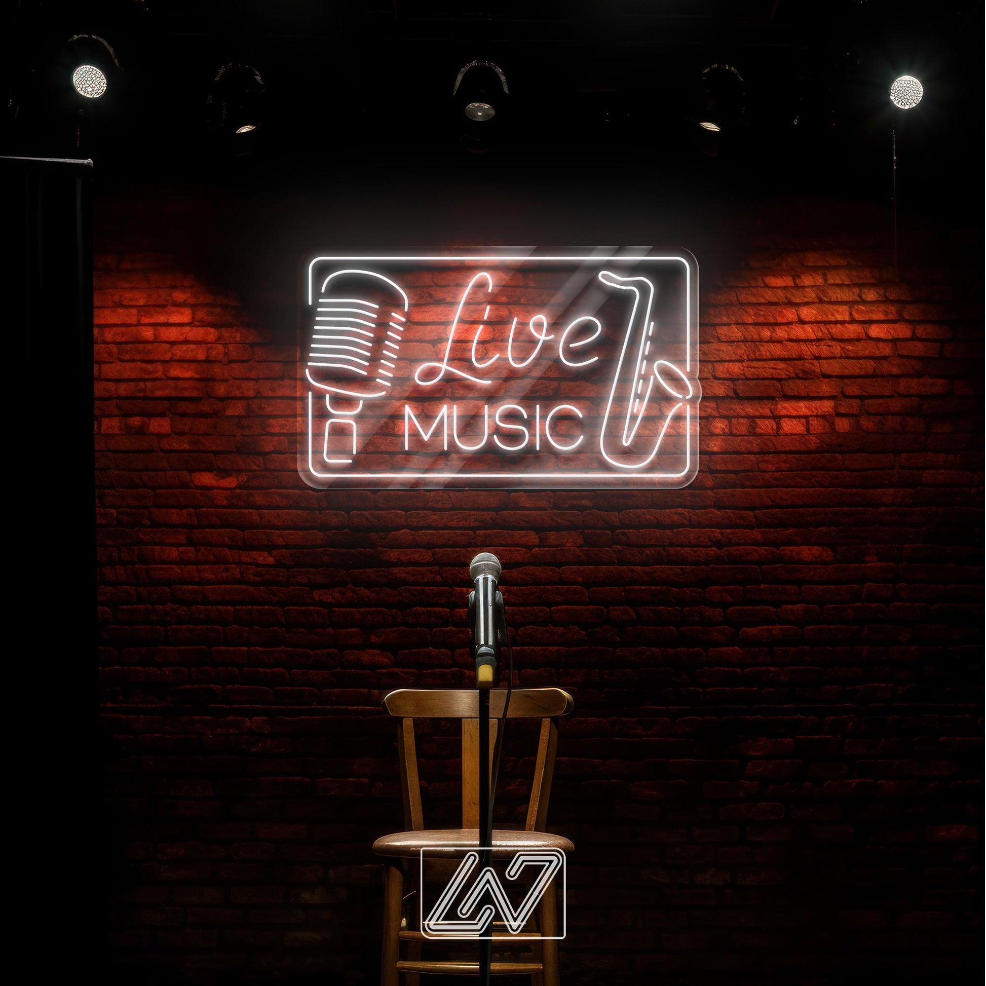Live Music Neon Sign with Microphone and Saxophone, LED Wall Light for Bars, Music Venues, Jazz Clubs, Stage or Home Studio Decor