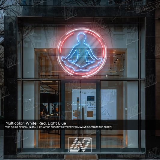 Yoga Meditation Pose Neon Sign for Studio or Home Gym, LED Zen Light for Wellness Space, Mindfulness Yoga Wall Art Decor