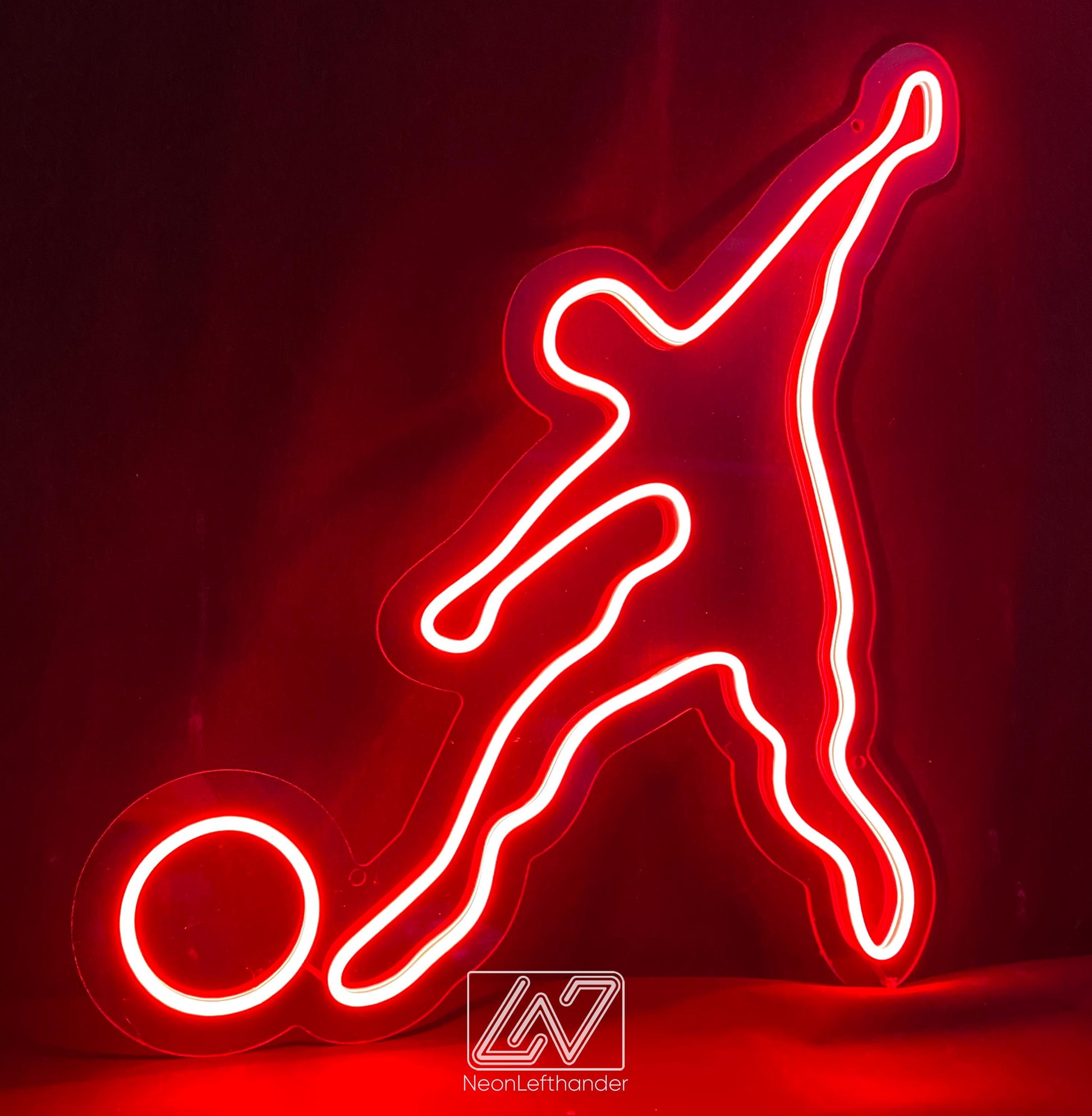Soccer Player Led Neon Sign, Silhouette Wall Art , Minimalist Football Kick Decor for Boys Room, Sports Gym, Game Room or Man Cave