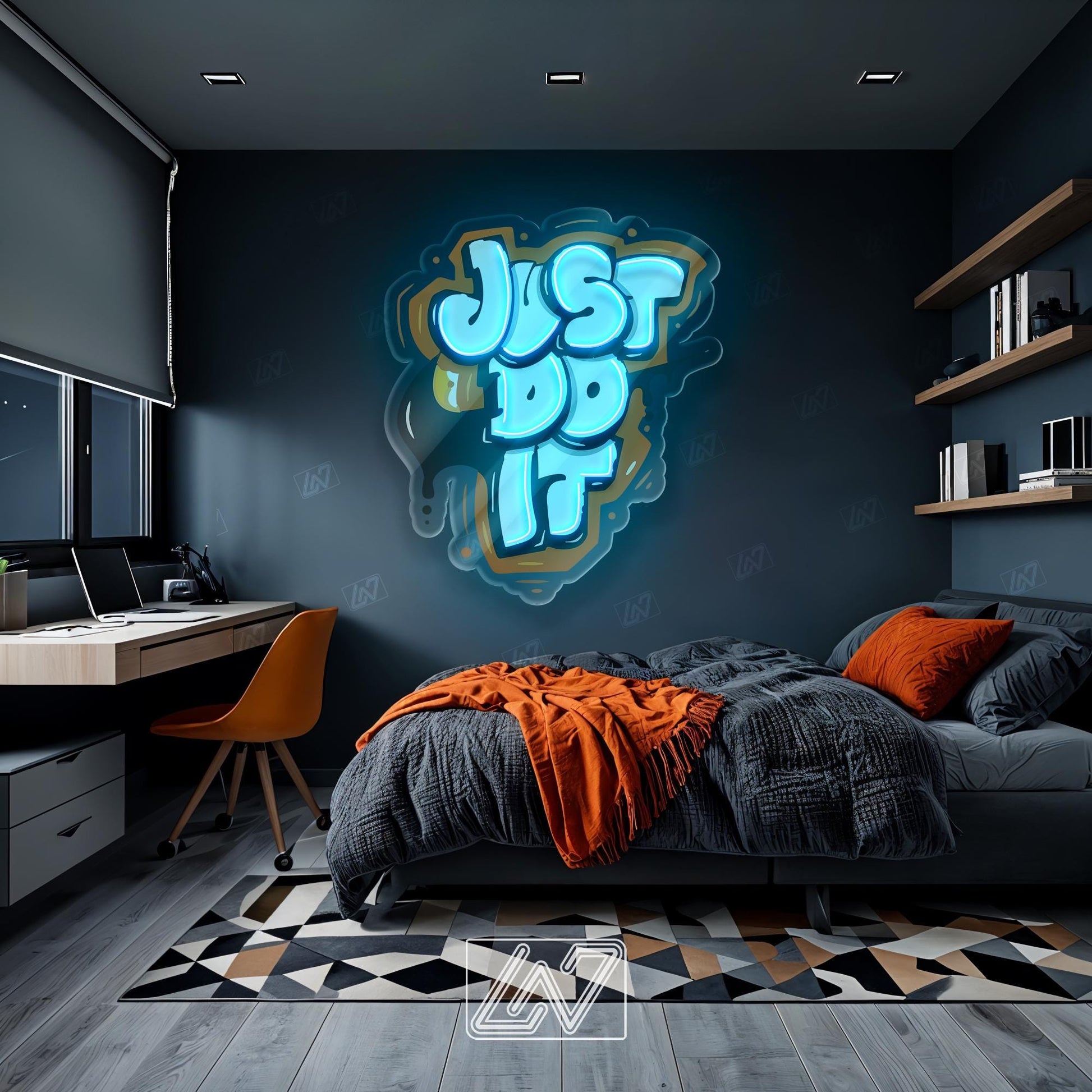 Just Do It Neon Sign with UV Printing, Bold Motivational LED Wall Art, Modern Street Style Decor for Office, Gym or Creative Studio