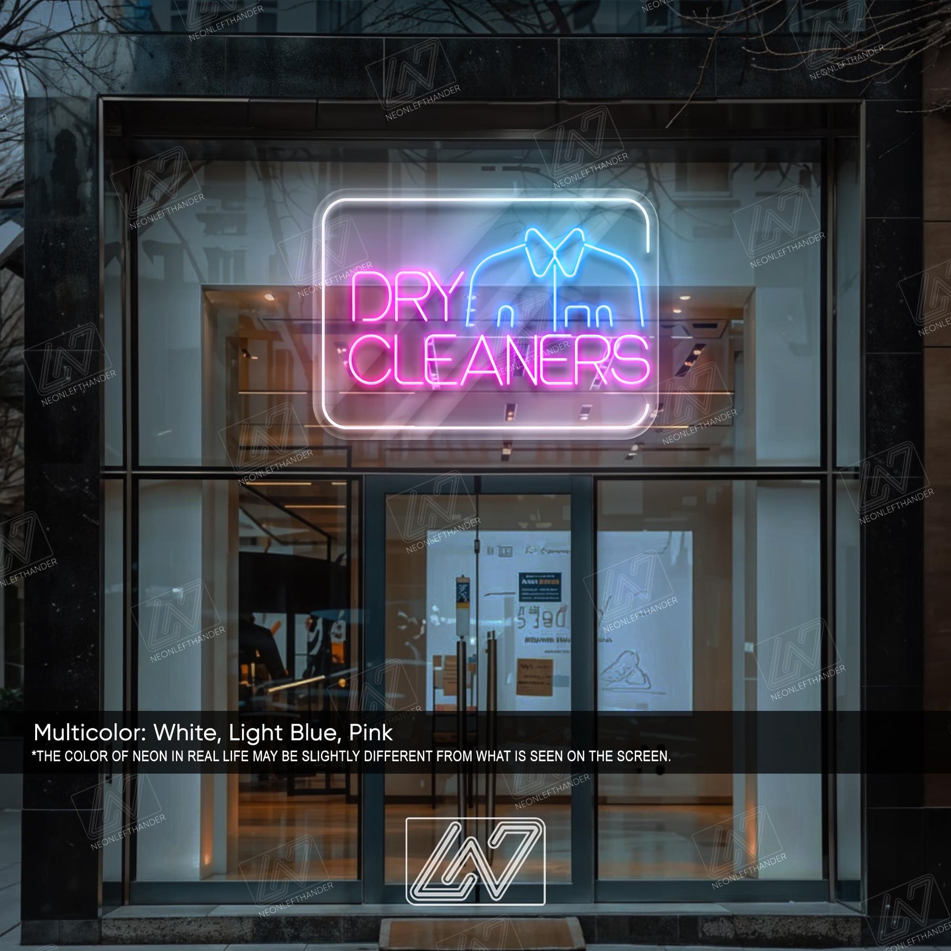 Dry Cleaners Neon Sign LED Light, Bright Laundry Service Wall Decor, Clothing Care Shop Window Sign, Modern Dry Cleaning Store LED Art