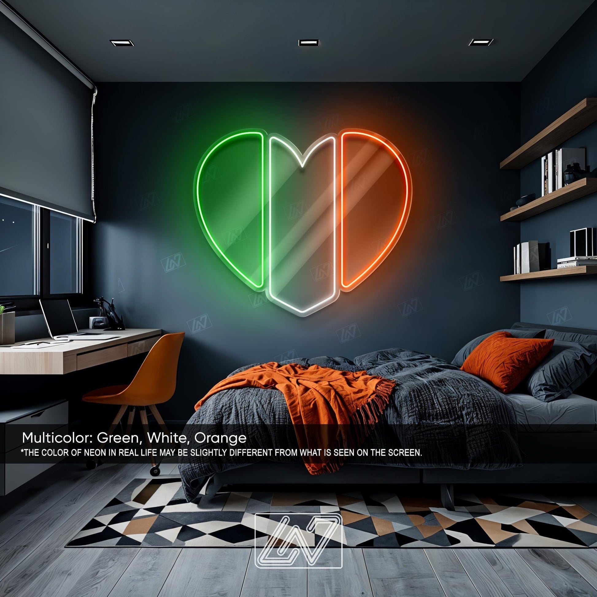 Ireland Flag Heart Neon Sign LED Wall Light, Tricolor Irish Pride Decor, St. Patrick's Day Neon Heart for Home, Pub or Irish Bar