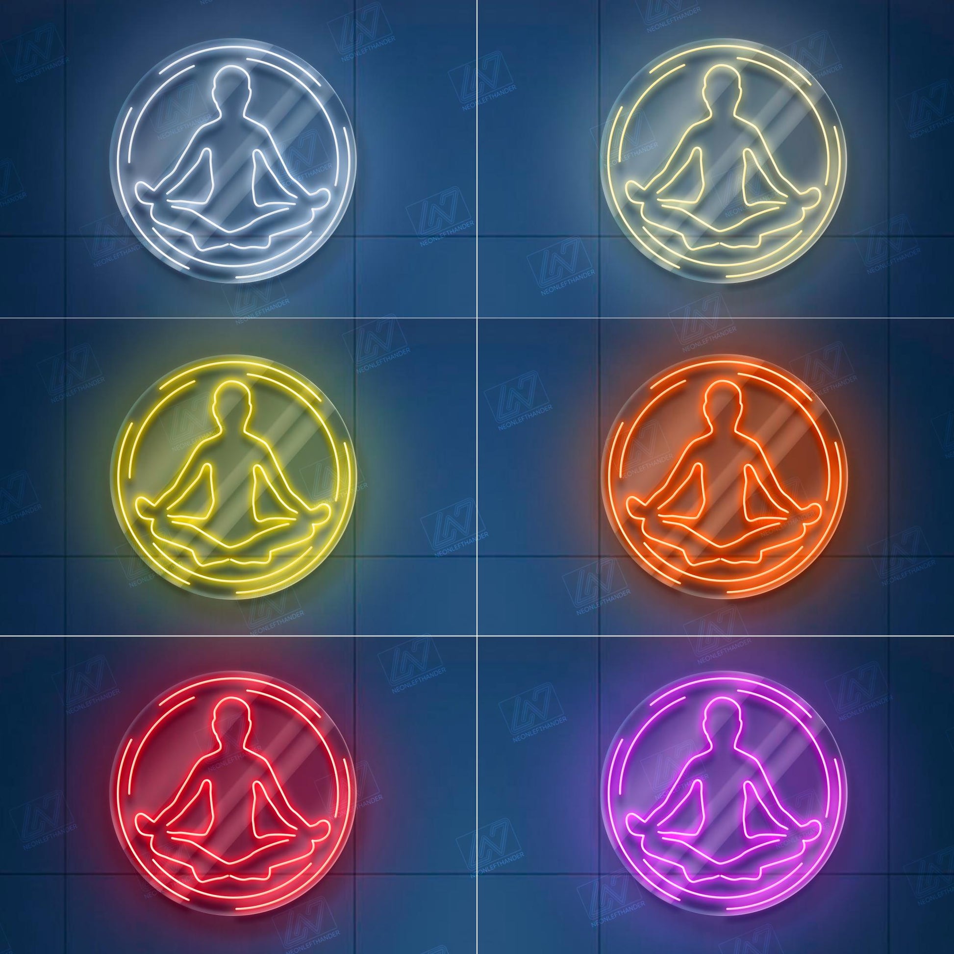 Yoga Meditation Pose Neon Sign for Studio or Home Gym, LED Zen Light for Wellness Space, Mindfulness Yoga Wall Art Decor