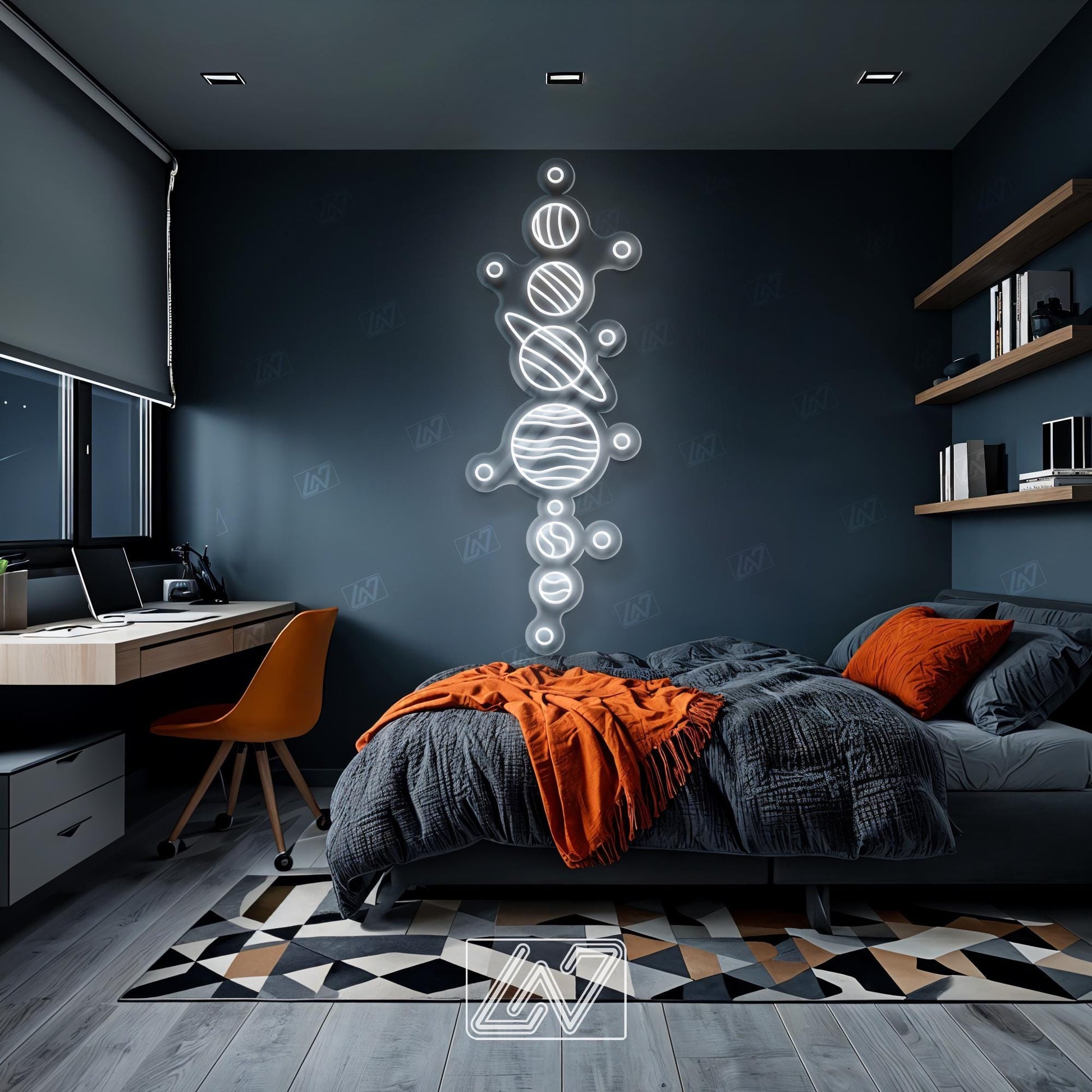 Solar System Neon Sign LED Wall Light, Colorful Planet Space Decor for Kids Room, Astronomy Lover Gift, Galaxy Themed Aesthetic Art