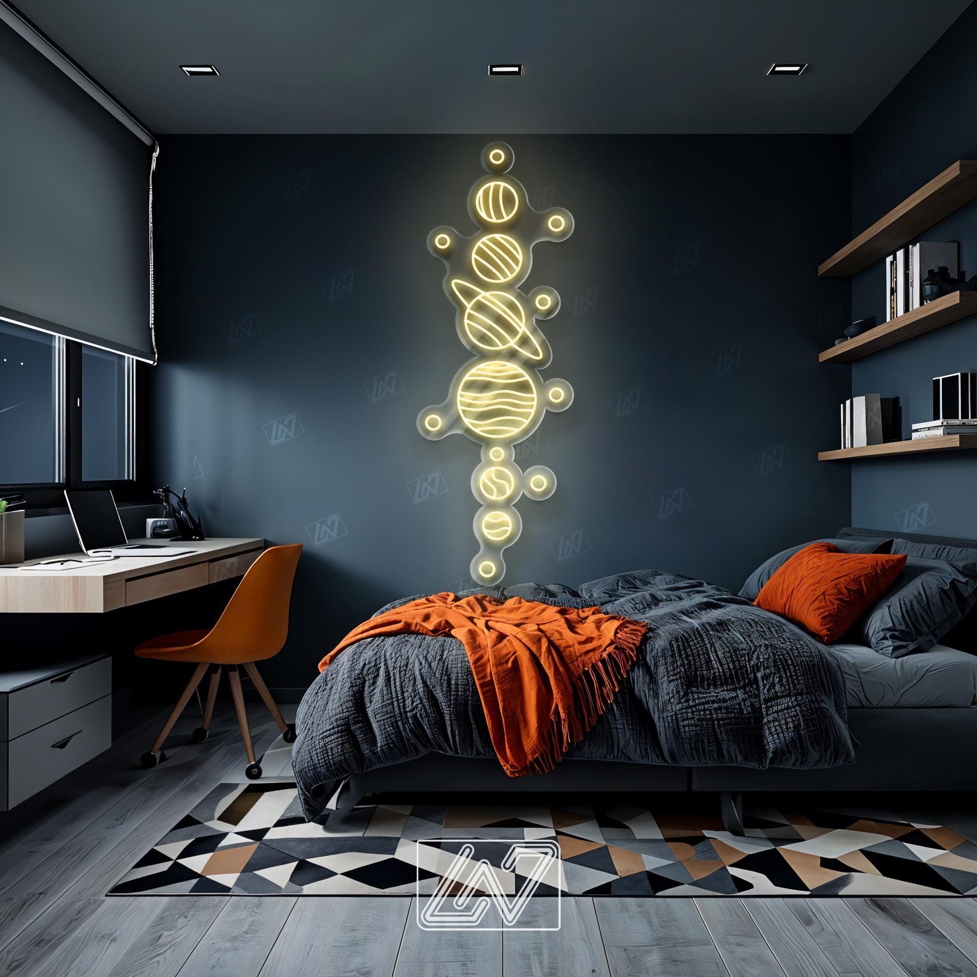 Solar System Neon Sign LED Wall Light, Colorful Planet Space Decor for Kids Room, Astronomy Lover Gift, Galaxy Themed Aesthetic Art