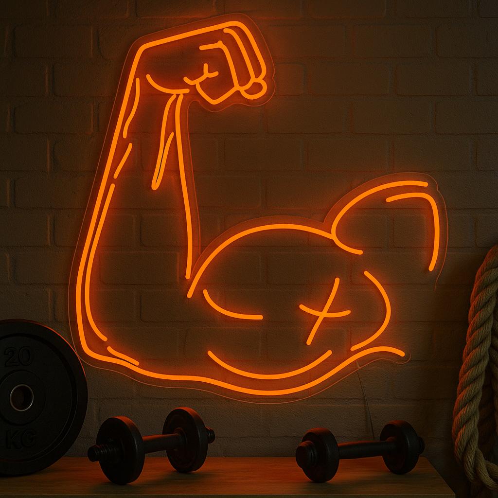 c Neon Sign LED Gym Light, Motivational Muscle Wall Art for Fitness Studio, Workout Room or Home Gym Power Decor