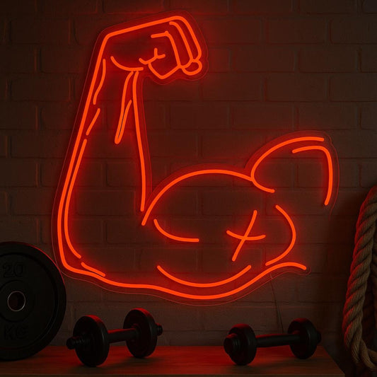 c Neon Sign LED Gym Light, Motivational Muscle Wall Art for Fitness Studio, Workout Room or Home Gym Power Decor