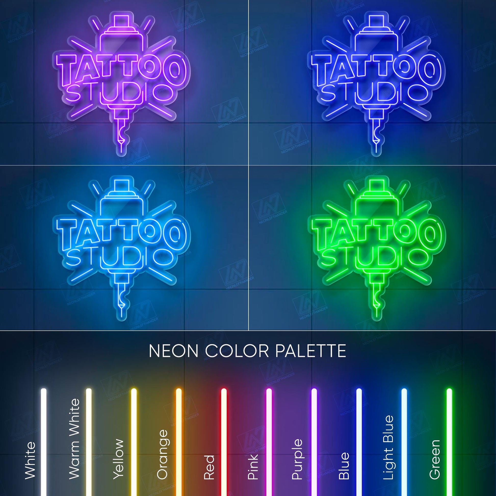 Tattoo Studio Neon Sign LED Wall Light, Bold Ink Parlor Decor for Artists, Shopfront or Tattoo Room, Edgy Urban Tattoo Art Sign