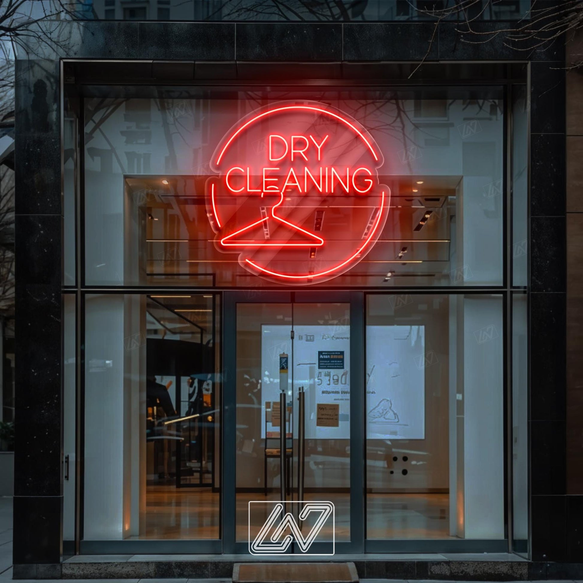Dry Cleaning Neon Sign LED Light, Bright Laundry Service Wall Decor, Clothing Care Shop Window Sign, Modern Dry Cleaning Store LED Art