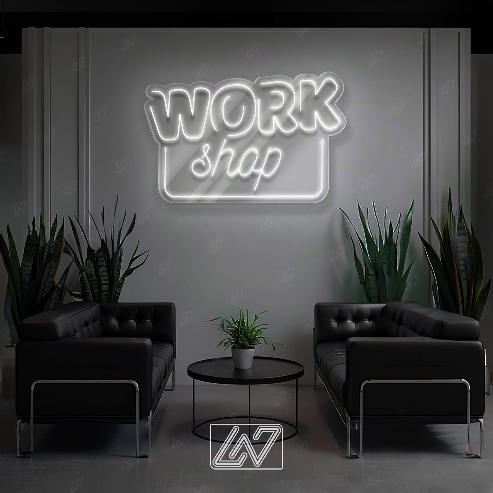 Workshop LED Neon Sign Wall Light, Industrial Style Decor for Garage, Studio, Maker Space or DIY Room, Bold Crafting Area Sign