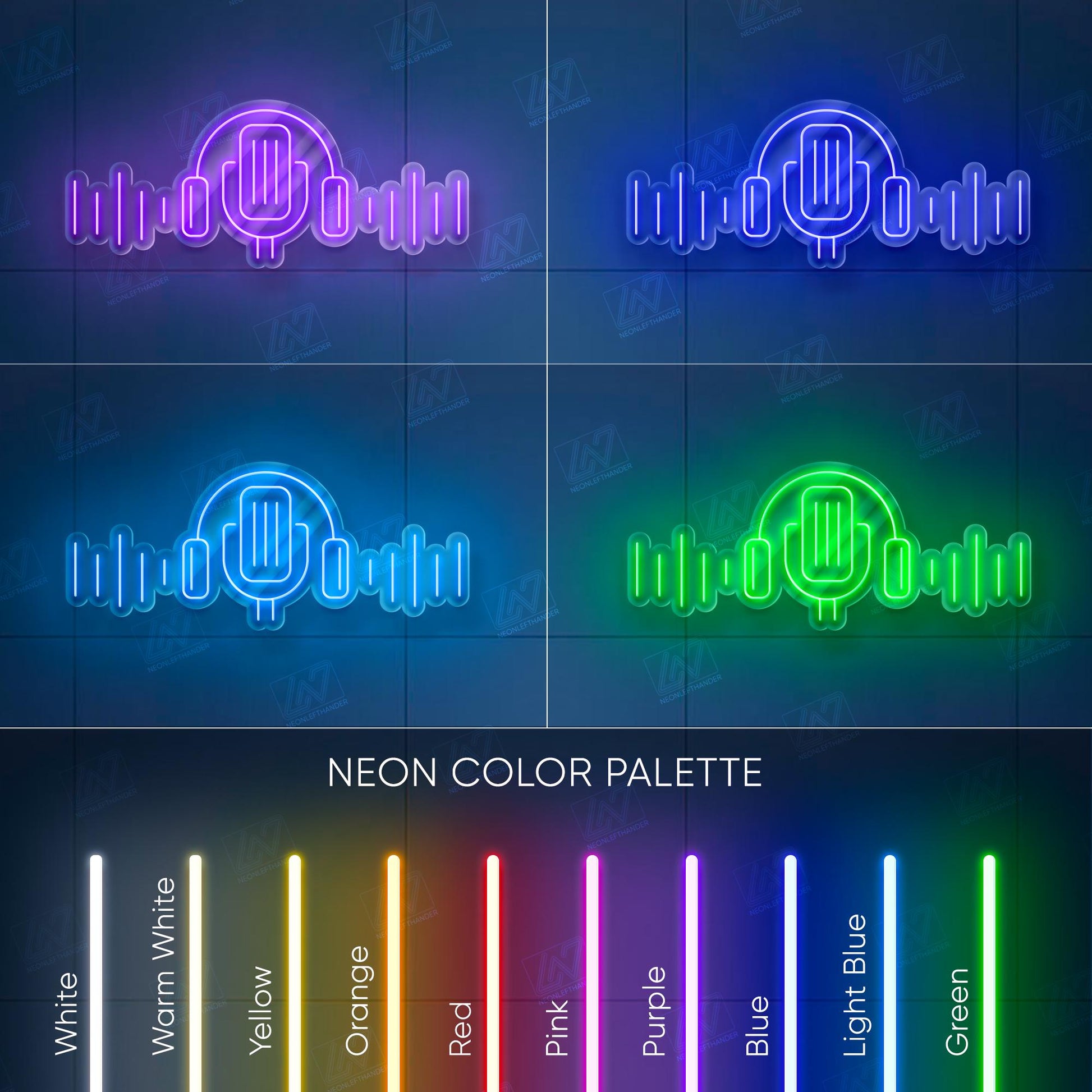 Podcast LED Neon Sign Wall Light, Modern Microphone and Headphones Decor for Studio, Streaming Setup or Content Creator Room