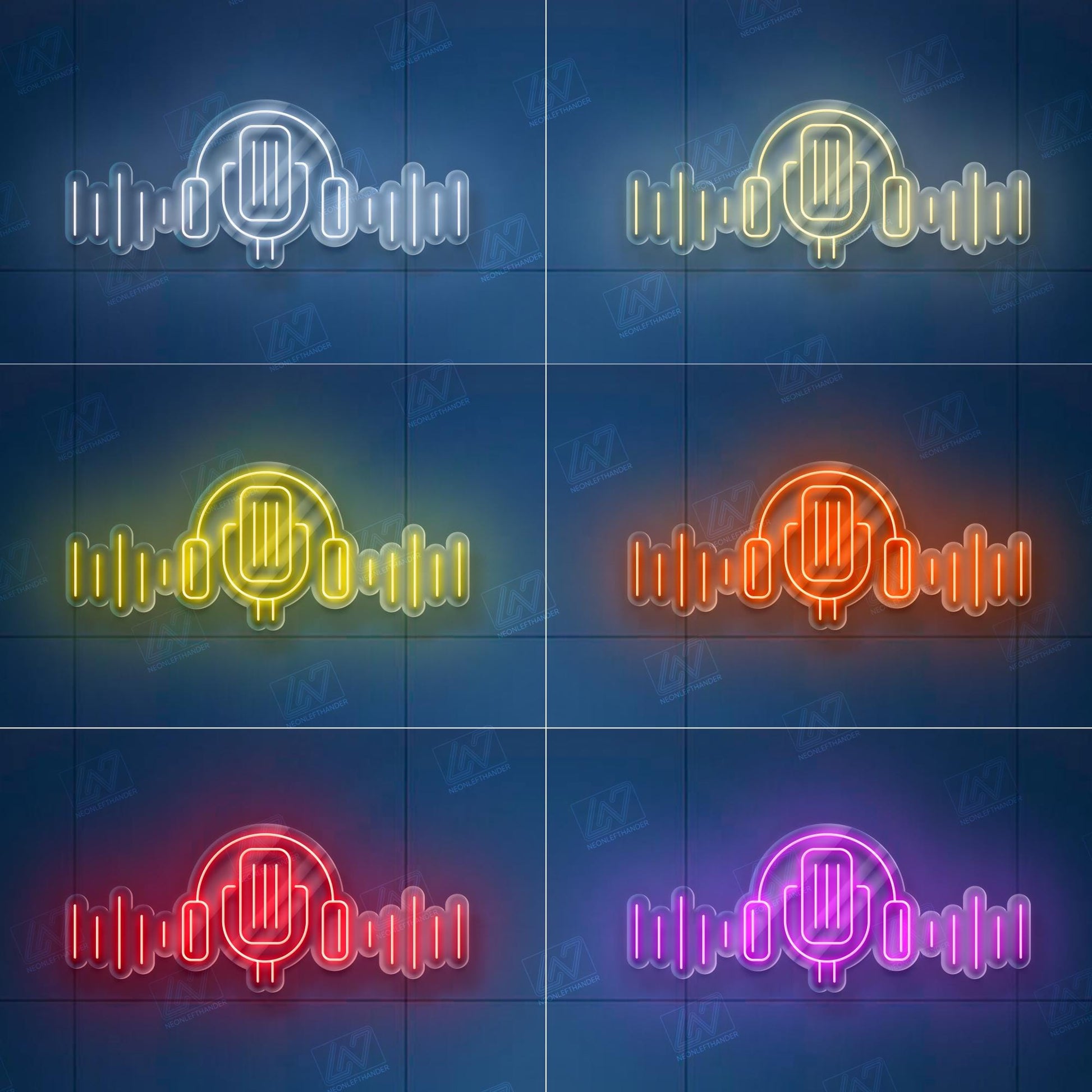 Podcast LED Neon Sign Wall Light, Modern Microphone and Headphones Decor for Studio, Streaming Setup or Content Creator Room