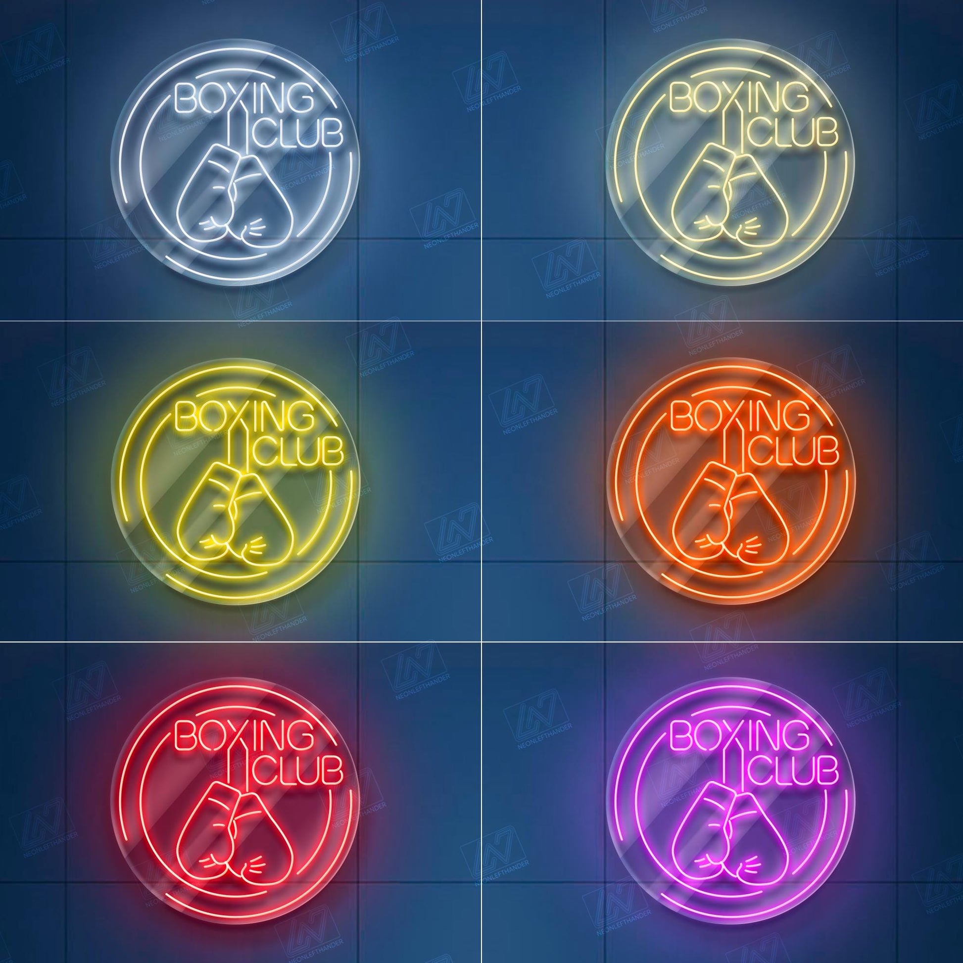 Boxing Club LED Neon Sign Wall Light, Bold Fight Gym Decor with UV Print, Punching Glove Art for Training Room or Fitness Studio