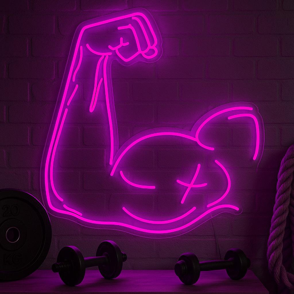 c Neon Sign LED Gym Light, Motivational Muscle Wall Art for Fitness Studio, Workout Room or Home Gym Power Decor