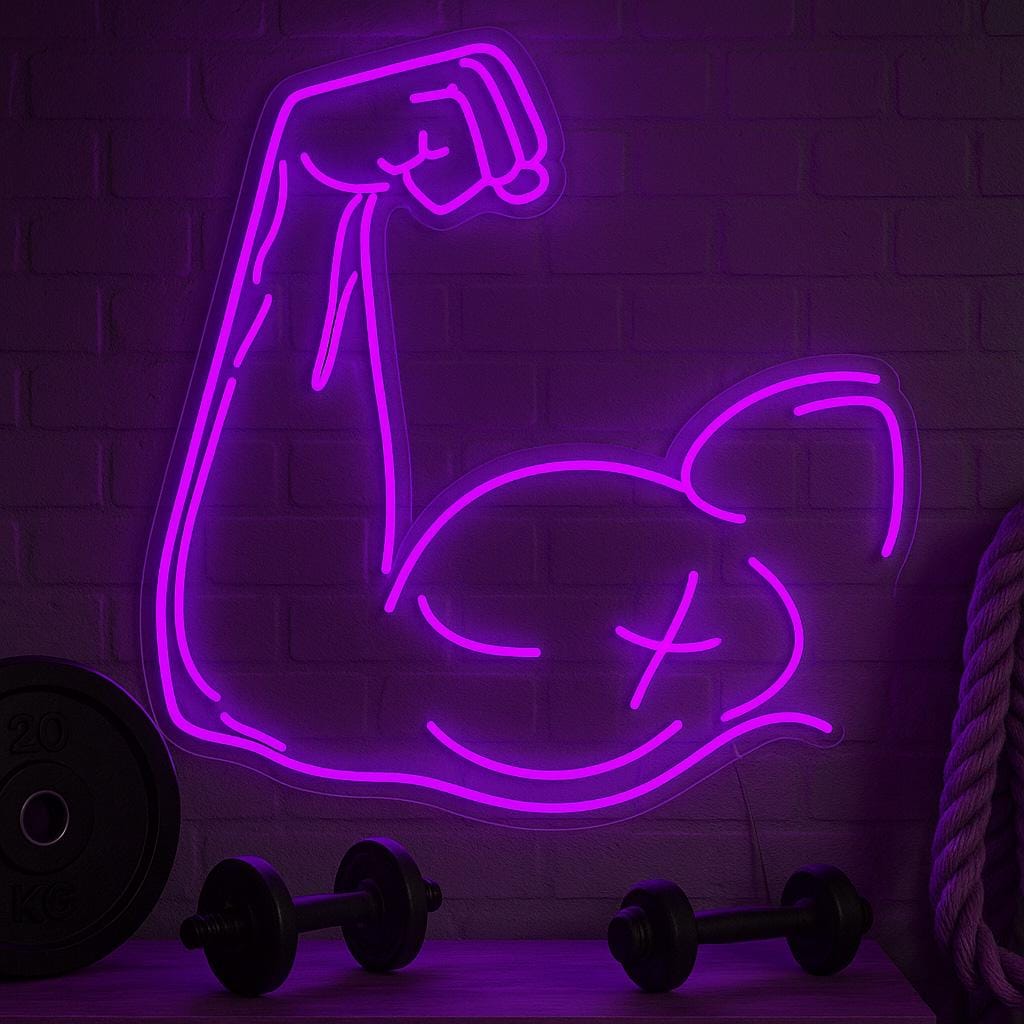 c Neon Sign LED Gym Light, Motivational Muscle Wall Art for Fitness Studio, Workout Room or Home Gym Power Decor